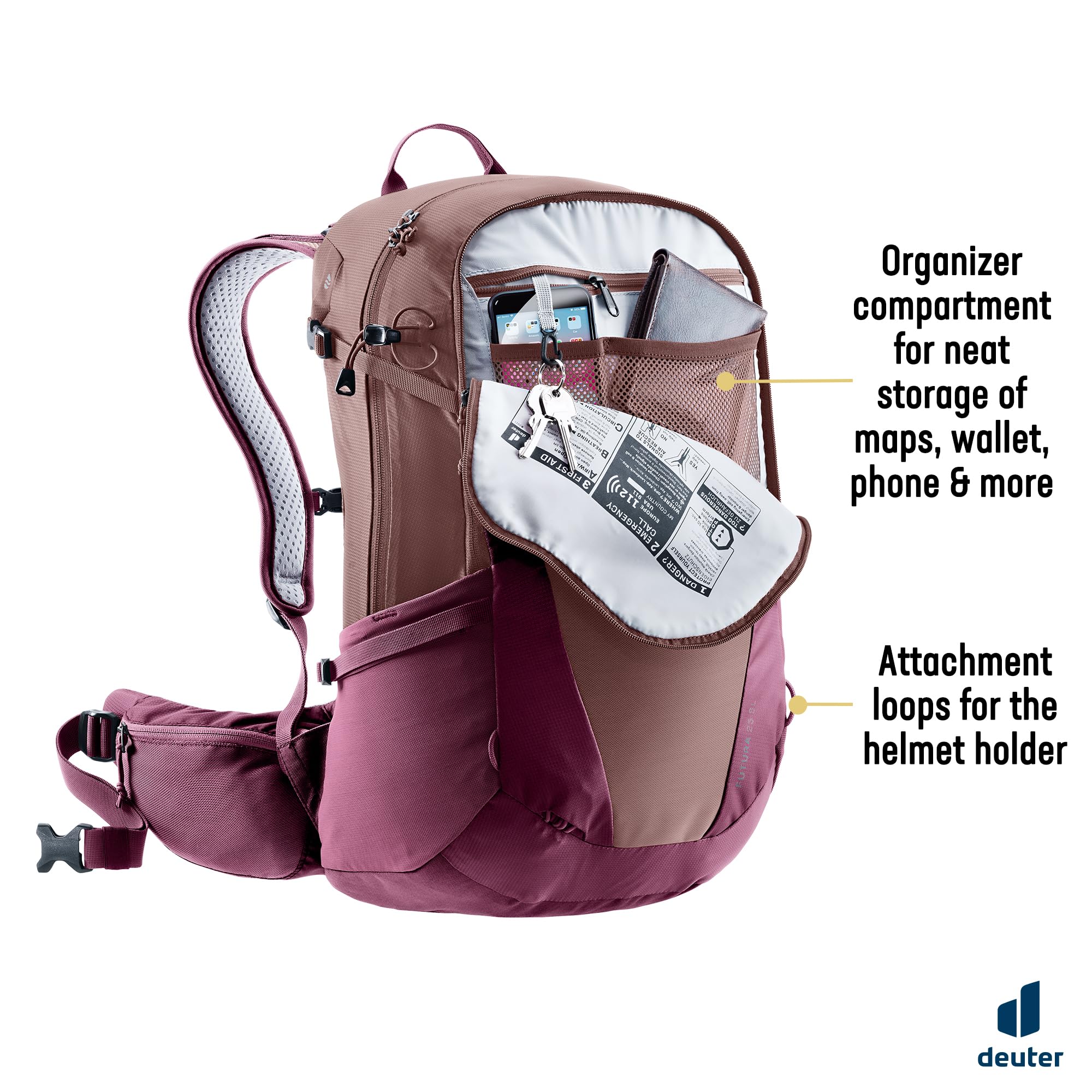 Deuter Futura 25 Sl Damski plecak turystyczny (1 sztuka), Ashrose-cassis, 25 L, Minimalistyczny
