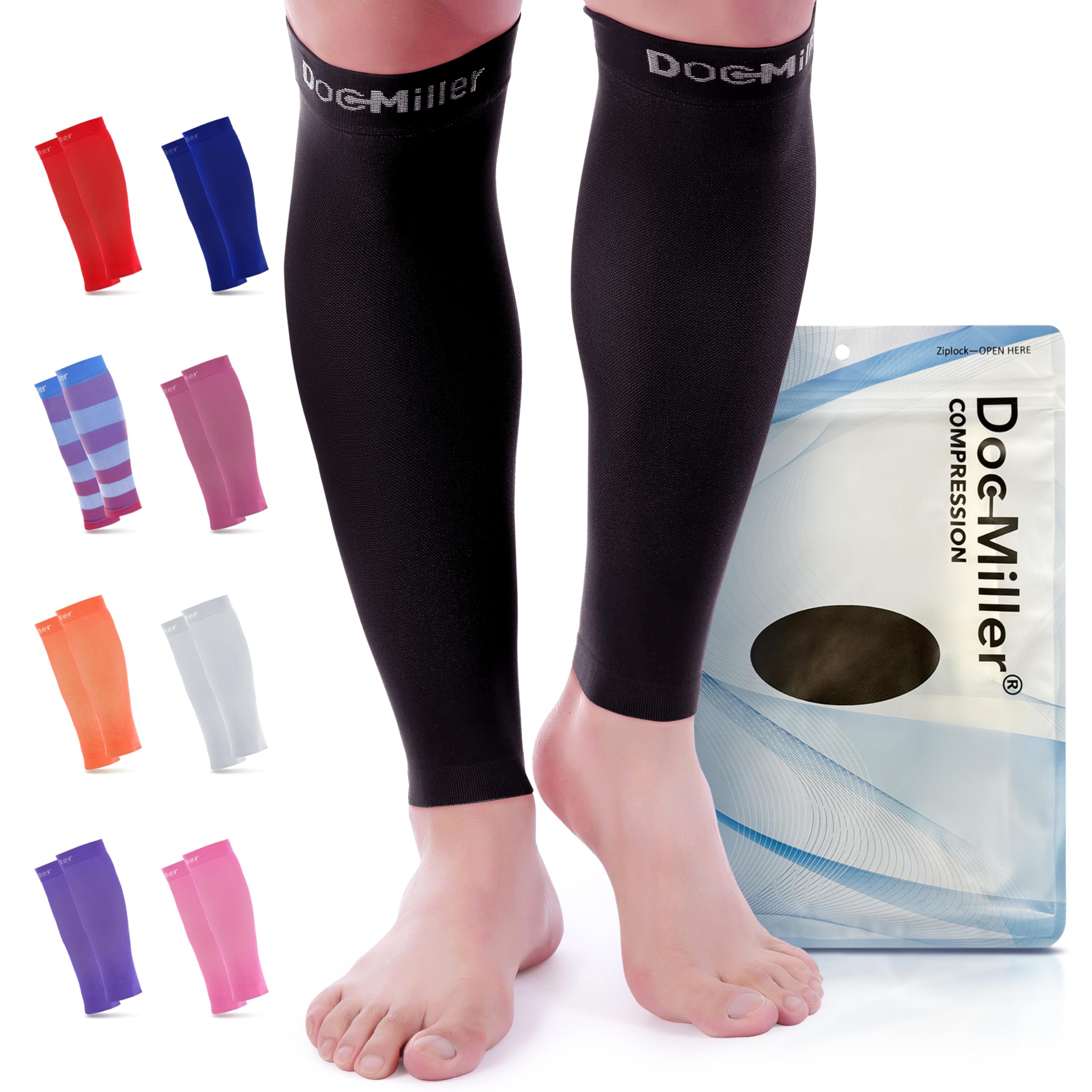 Doc Miller Premium Calf Compression Sleeve 1 Pair 20-30mmHg Strong Support