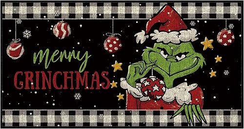 Dlzdn Felpudo decorativo divertido de Navidad para puerta de temporada de invierno, Navidad, antideslizante, parte trasera de goma, para interiores