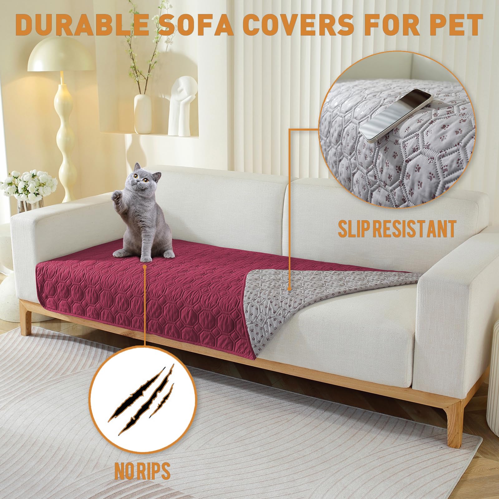 Amazon.co.jp: CACXKEP 犬用防水カウチカバー 洗濯可能 滑り止め 防水