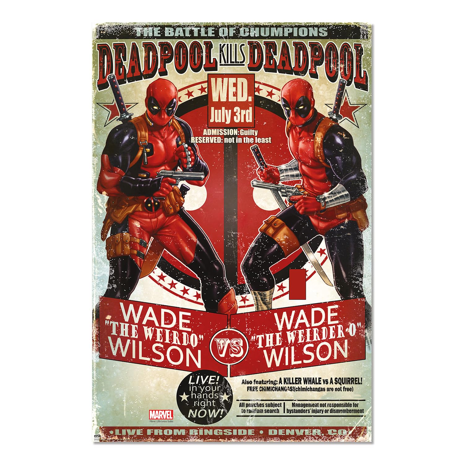 Grupo Erik Poster Marvel Deadpool - 36 x 24 inches / 91.5 x 61 cm - Shipped Rolled Up - Cool Posters, Art Poster, Wall Posters & Prints