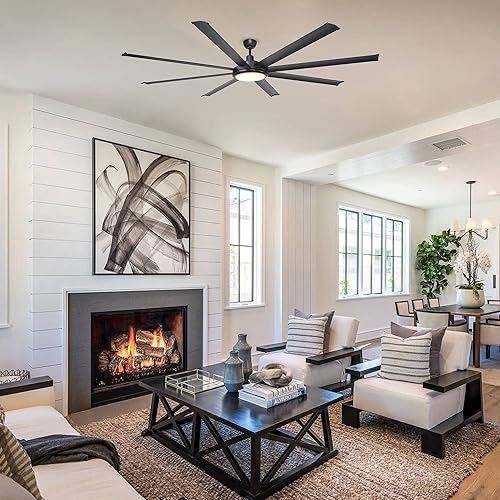 Miniatura 7 de Parrot Uncle Ventiladores de techo con luces ventilador de techo negro de 75 pulgadas con luz LED y control remoto 8 cuchillas reversibles