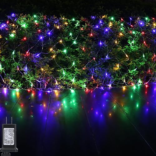 Luces LED de red de Navidad para exteriores 66 x 33 pies 160 luces LED de malla de hadas 8 modos impermeables conectables enchufables luces de