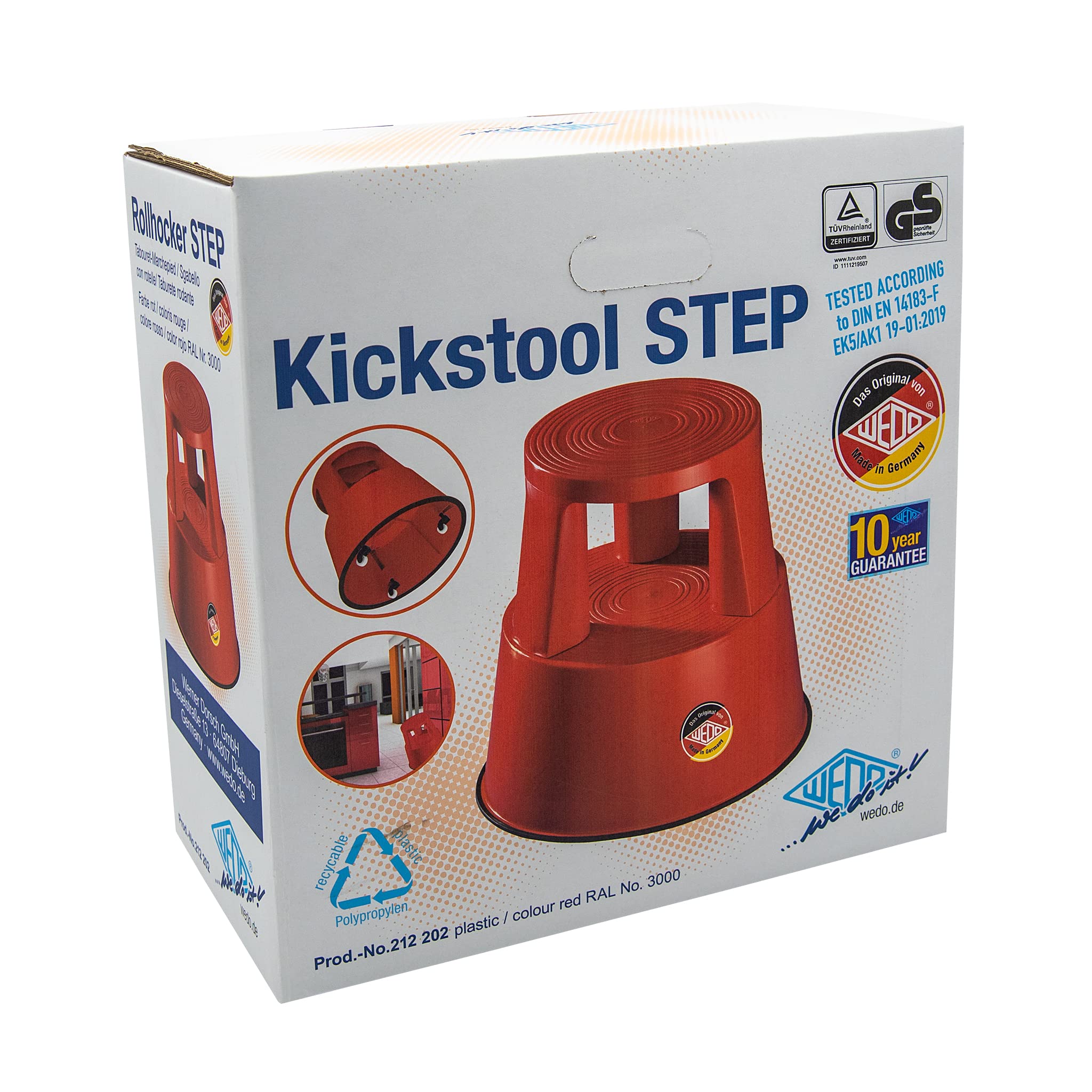 Wedo Plastic Kickstool - Red 2 Supreme Wedo Step Stool Red - FW20