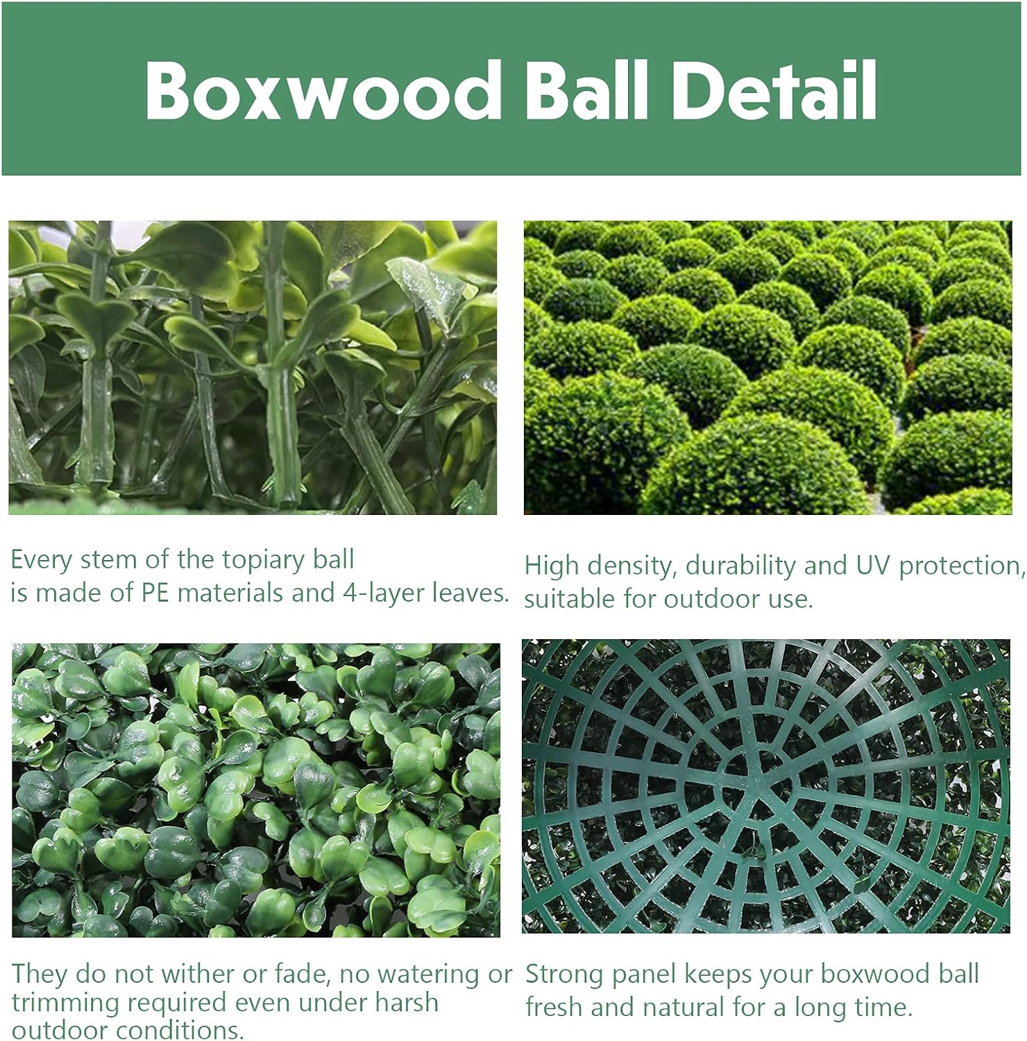 THE BLOOM TIMES Boxwood Balls, Set of 2 Round 19.7 Inch Artificial Plant Topiary Ball Faux Decorative Ball Outdoor UV Protected 4 Layers for Front Porch, Patio, Planter, Garden, Indoor Home Decor -