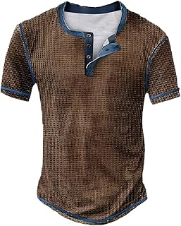 Foweknow Camisetas para hombre Henley Escote Retro Camiseta Casual Verano Manga Corta Monocolor Camiseta Botones Cuello en V Tops Básico para Hombres Ropa de Calle Casual Cómodo Tops