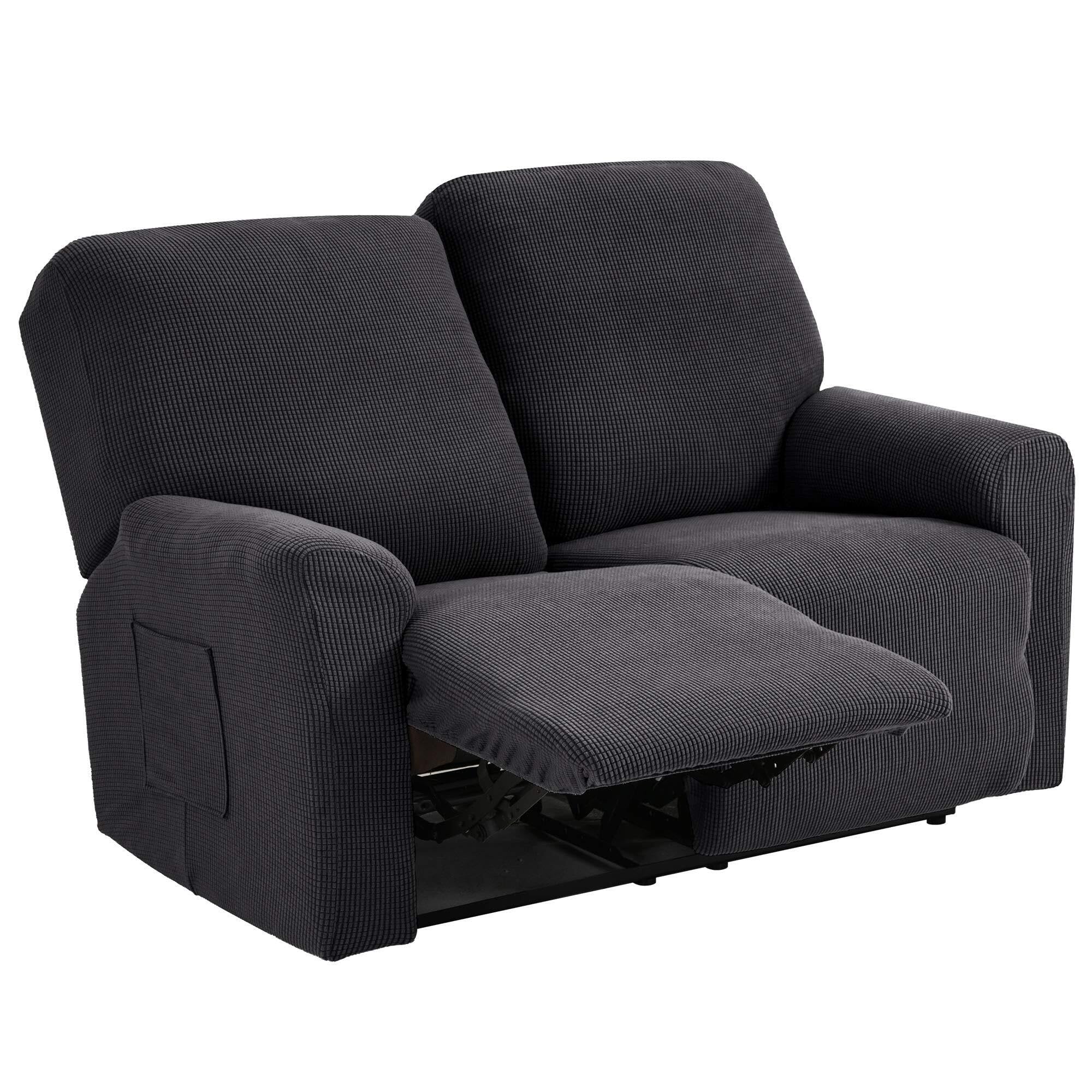Housse de fauteuil 1 place gris extensible avec ses 2 coussins