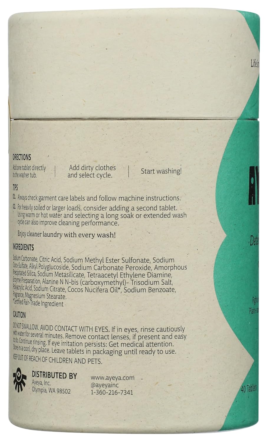 Ayeya Laundry Detergent Tablets, Fresh - Coastal Breeze, 40 Tablets image 3