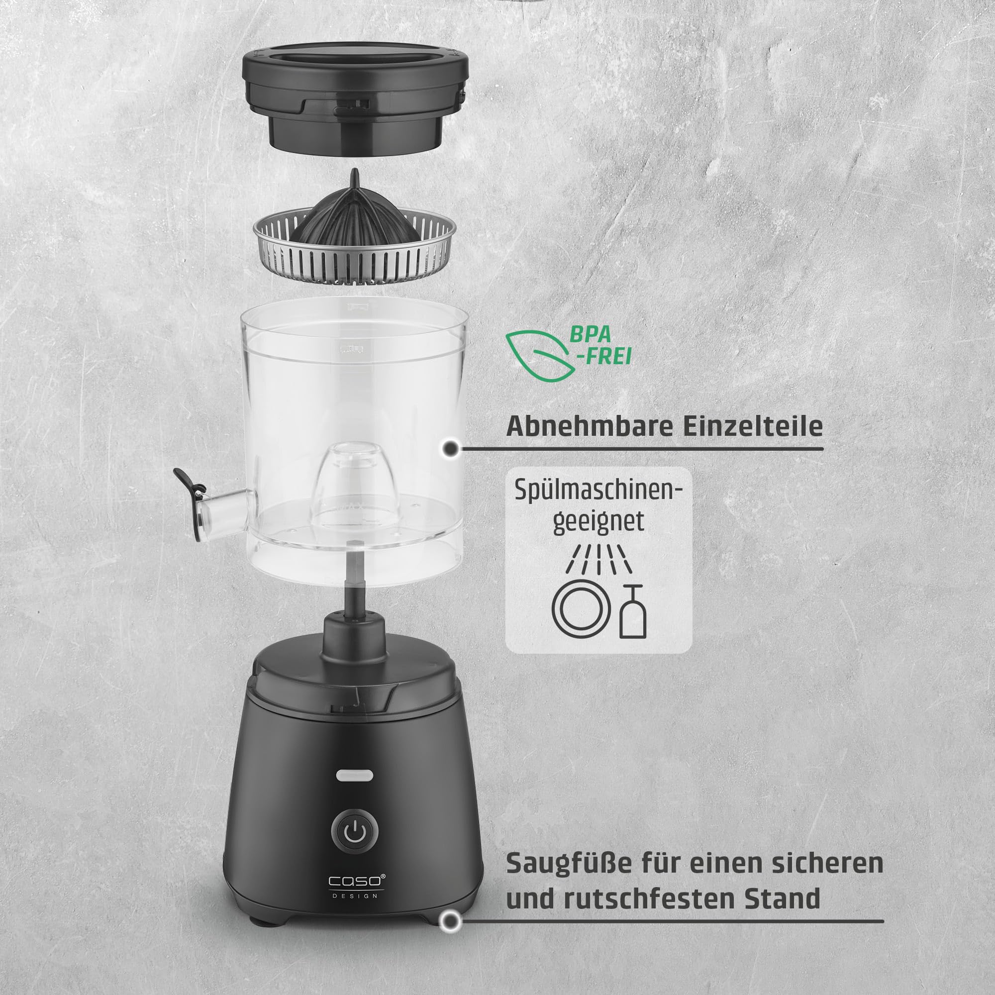 CASO CP 400 Lift elektrische Zitruspresse hohe Saftausbeute BPA-Frei Universal-Presskegel