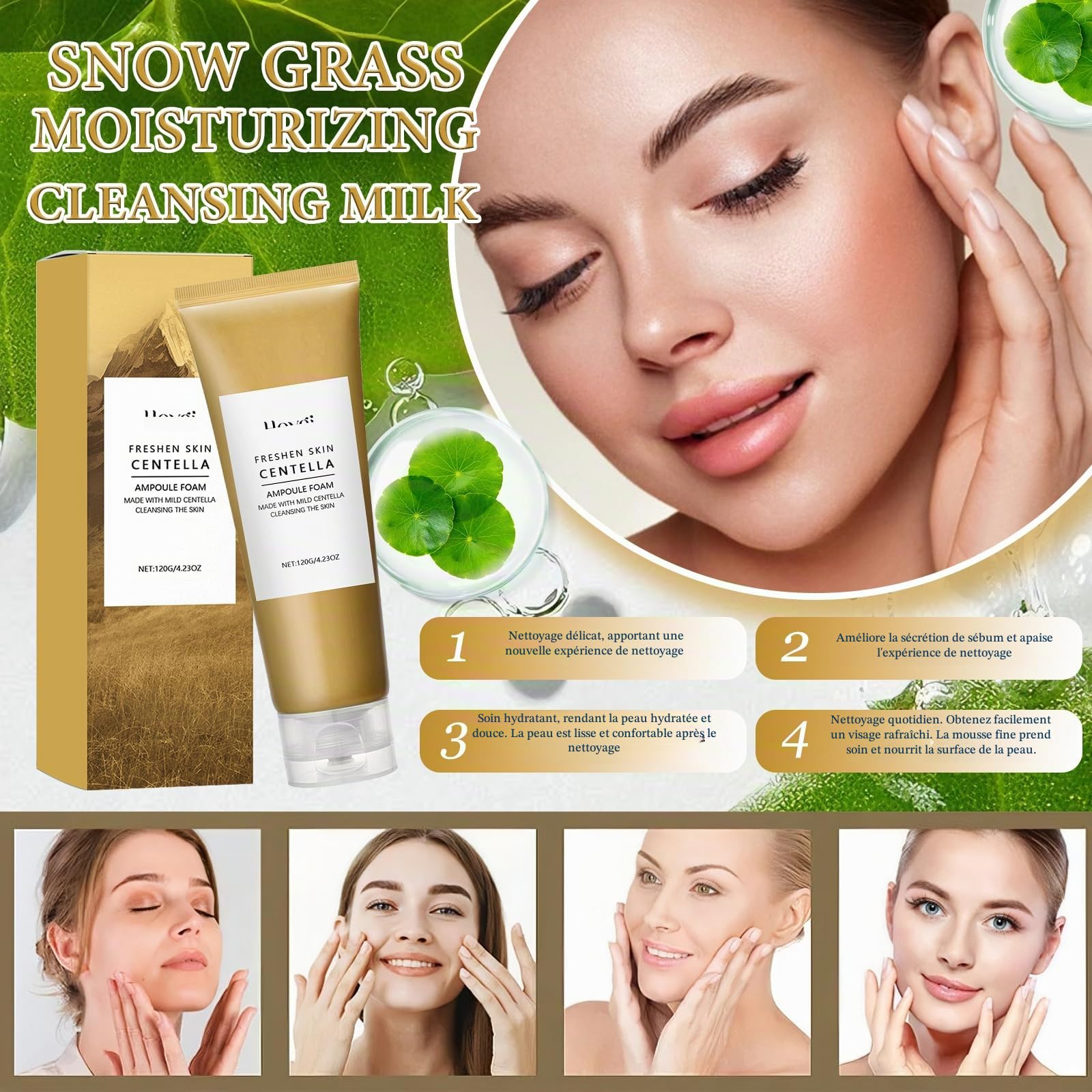 2 Pièces Centella Cleansing Oil + Centella Nettoyant Visage | Madagascar Centella Asiatica Extract, Pore Control Cleansing Oil, Pore Deep Cleansing, Convient aux peaux sensibles