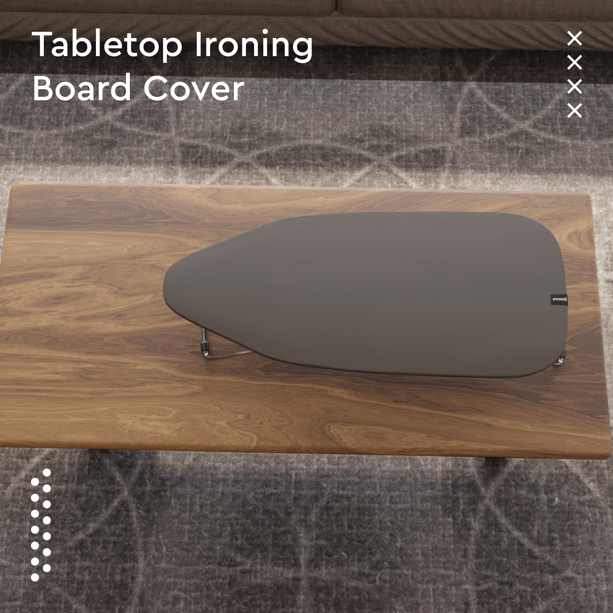 Encasa Ironing Board Covers (up to 114 x 35 cm) Elastic Tightening with Thick 4 mm Felt Padding, Easy Fit, Scorch Resistant, Plain Colors- Grey — view 66