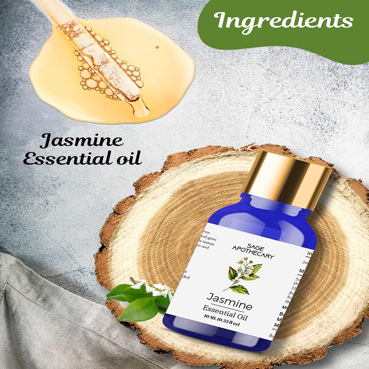 Sage Apothecary 100% Pure & Natural Jasmine Essential Oil for Hair Growth & Healthy Skin | Suitable for Men & Women | Pack of 10ML