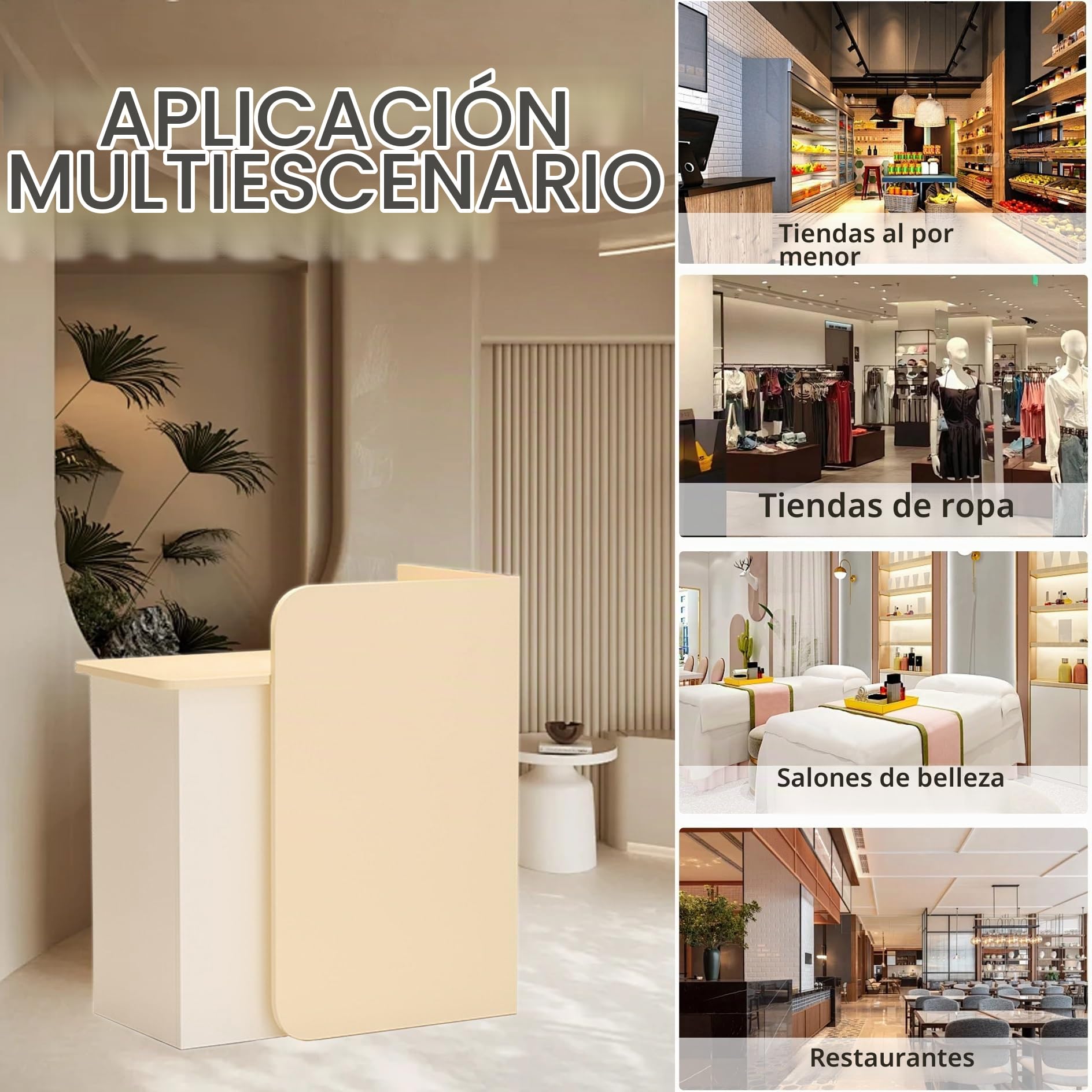 Mostrador Recepcion,Mostradores para Tiendas,Mostradores Recepcion,Mostrador Basic con Cajones,Recepciones Peluqueria,Mueble de Recepción,Balcao de Recepção,Mesa de Recepción de oficina(Wit,60X45X100C