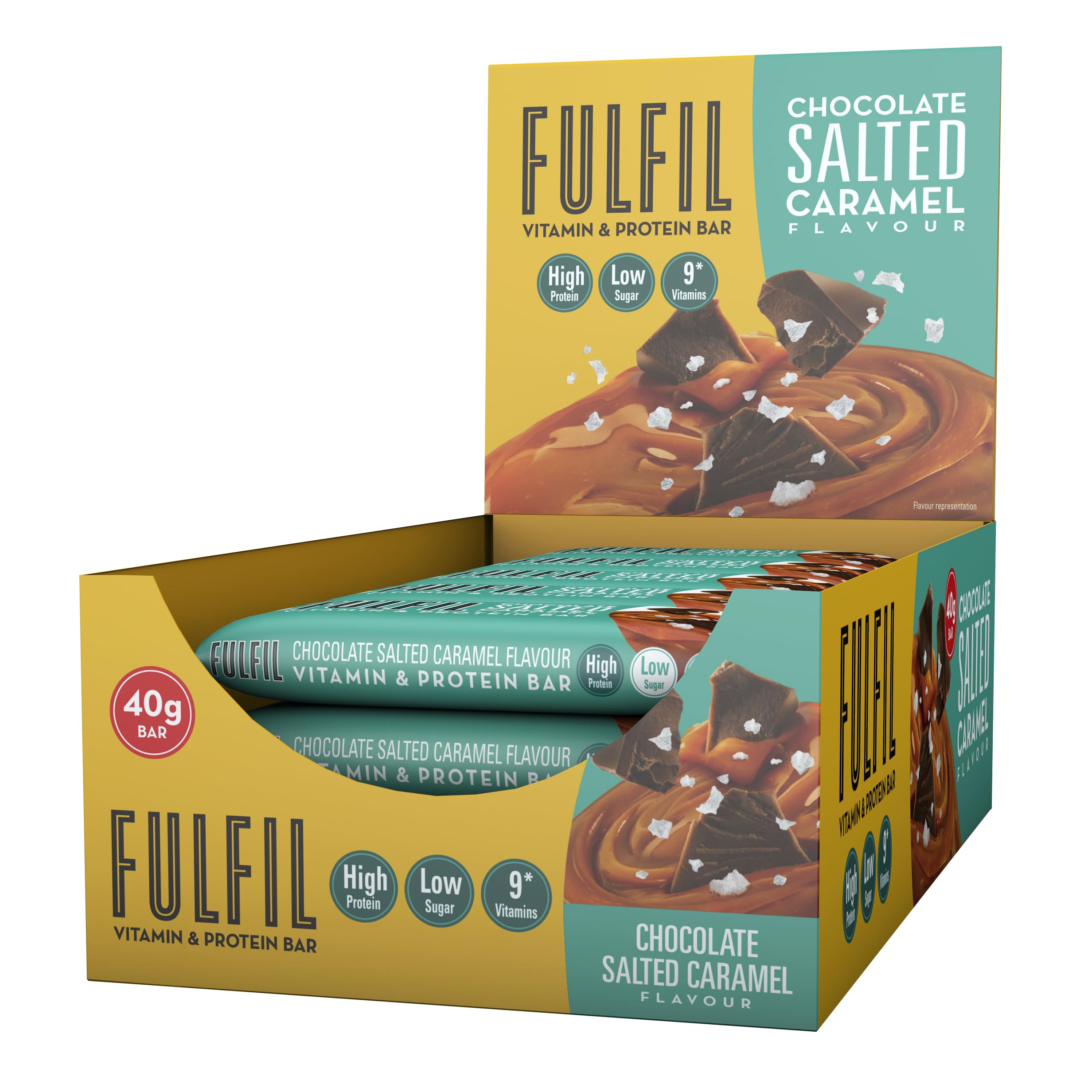 FULFIL Vitamin and Protein Bars, Chocolate Salted Caramel Flavour, 15 x 40g
