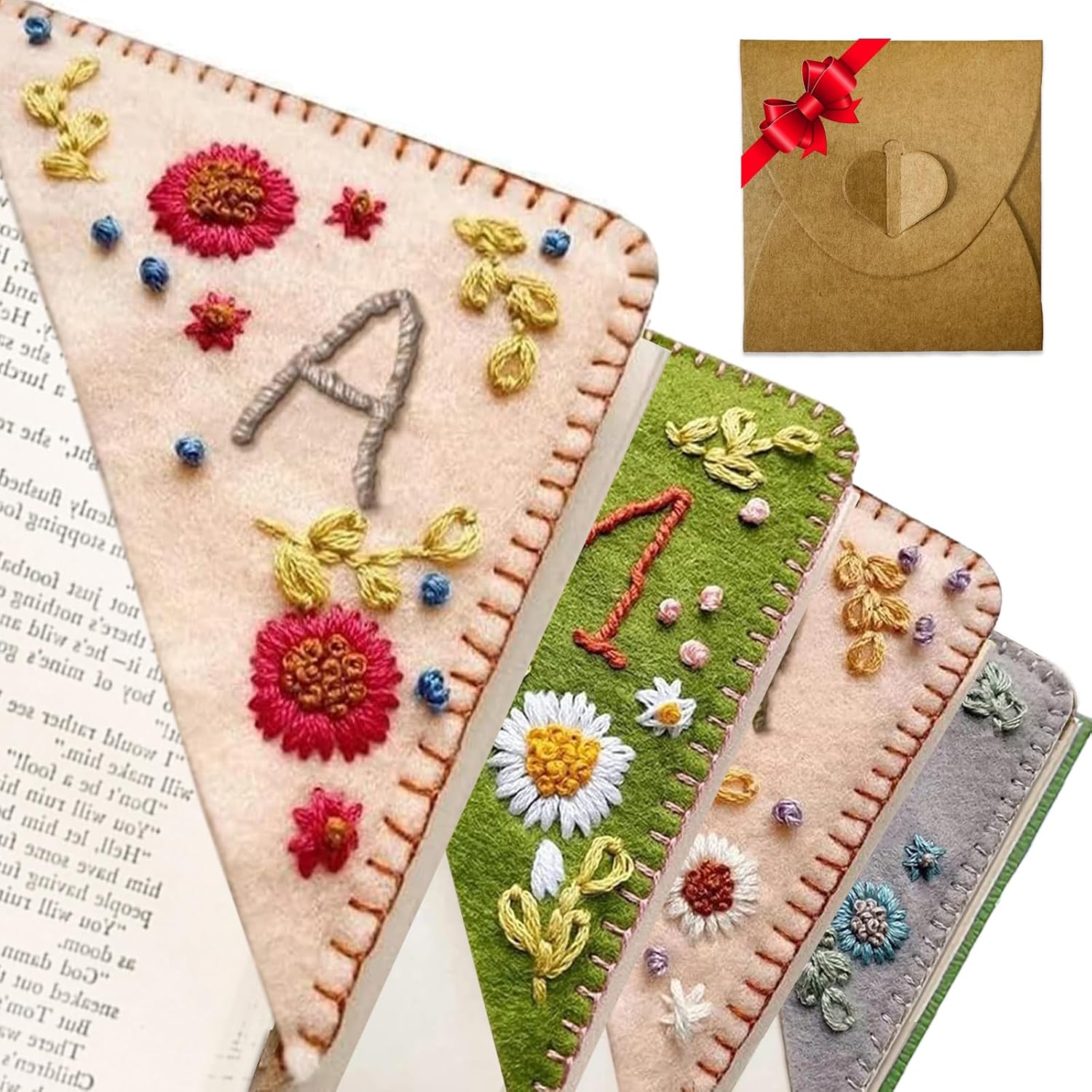 علامة مرجعية مكونة من 26 حرفًا لجميع المواسم للنساء والرجال وعشاق القراءة وهدايا لفصل الربيع والصيف والخريف والشتاء، علامة مرجعية مخصصة مطرزة يدويًا (V، خريف) - (اللون: خريف، المقاس: V)