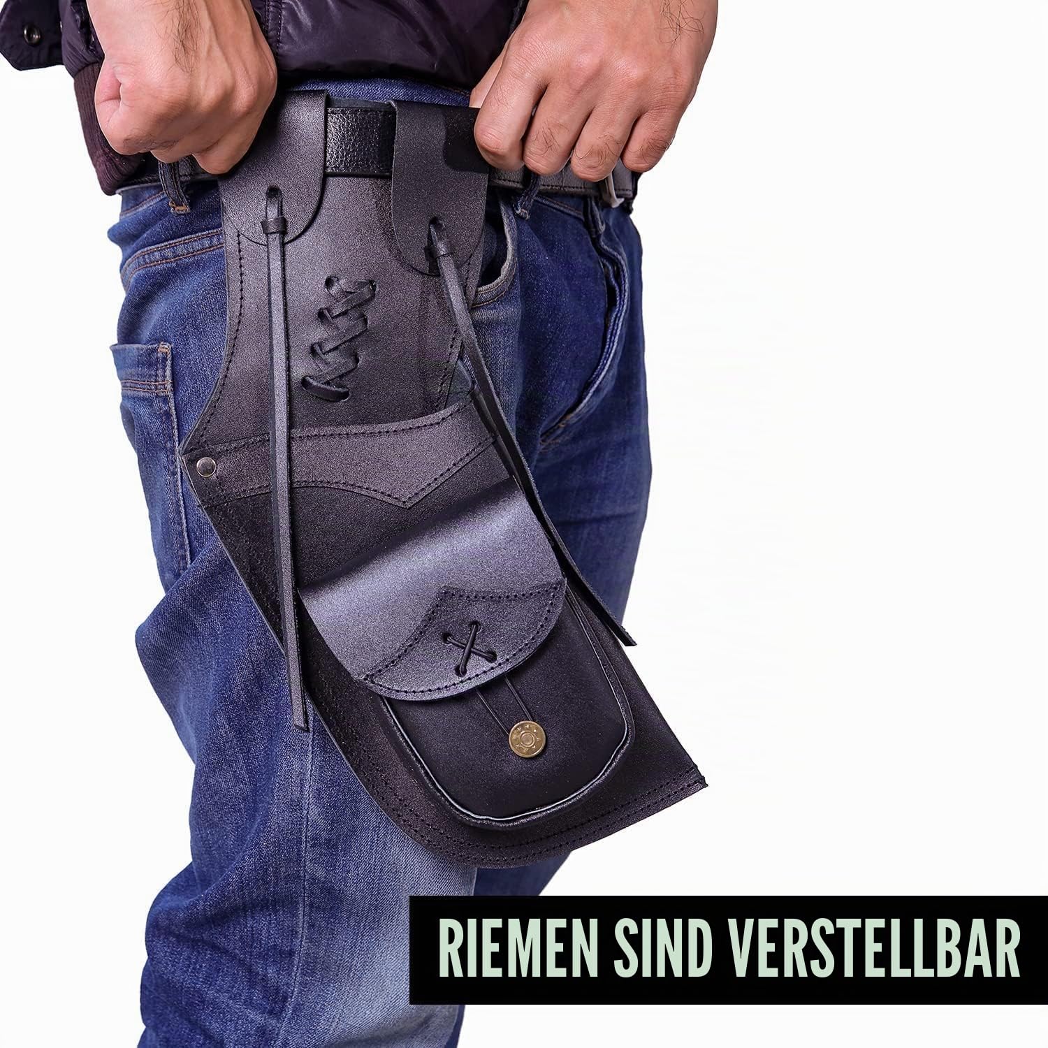 Seitenköcher | Pfeilhalter aus echtem Leder | traditioneller handgefertigter Hüftköcher für Jagd & Bogenschießen Sport | leicht und bequem