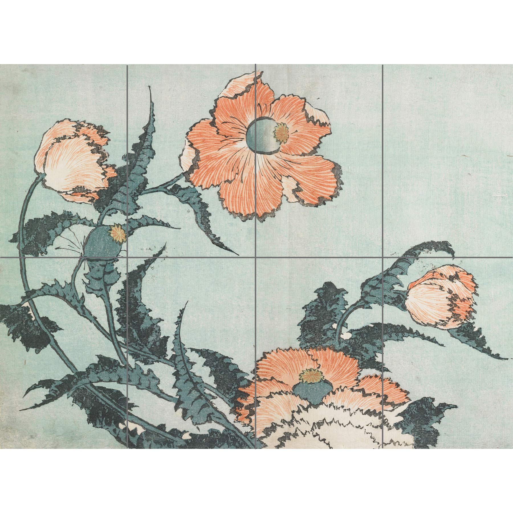 Artery8 Poppies 1833 Katsushika Hokusai XL Giant Panel Poster (8 Sections)
