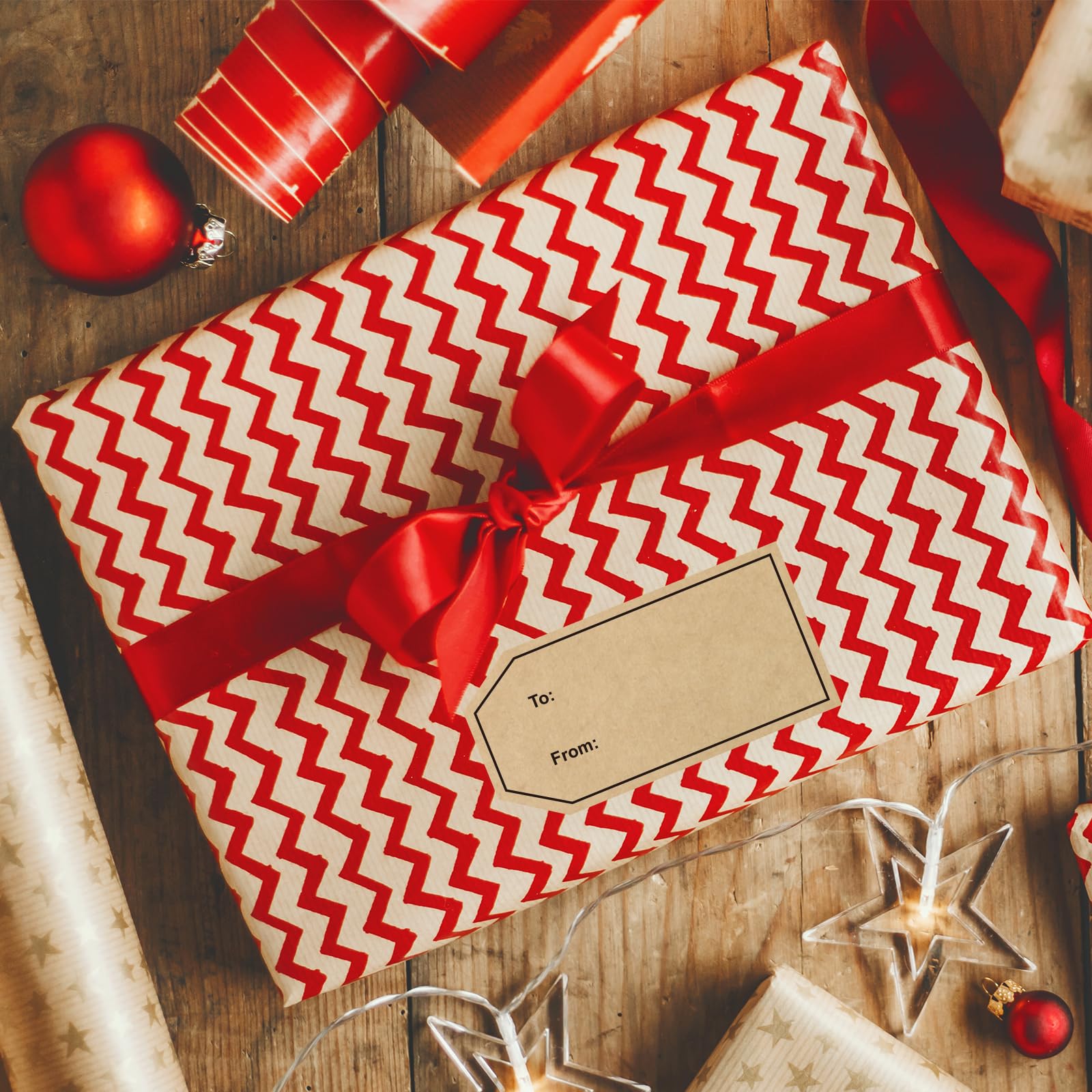 Etiquetas de regalo de 2.25 x 1.15 pulgadas, 304 etiquetas adhesivas de papel kraft natural para Navidad, vacaciones, día de San Valentín, bodas, regalos, tarjetas de envoltura de regalos,