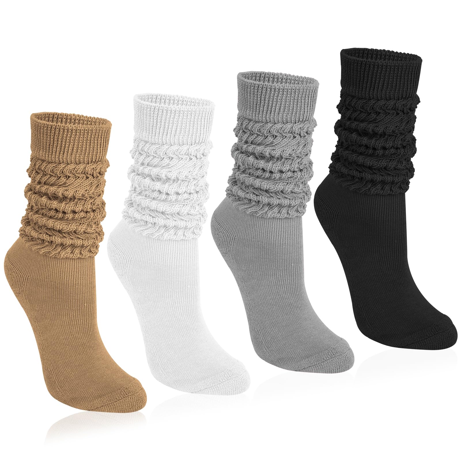Bas Montants Mode Lot 6 Paires Chaussettes Hautes Femme - Montant Genoux/cuisses - Élastique Confortable - 6 Styles Différents Bas Genoux Femmes