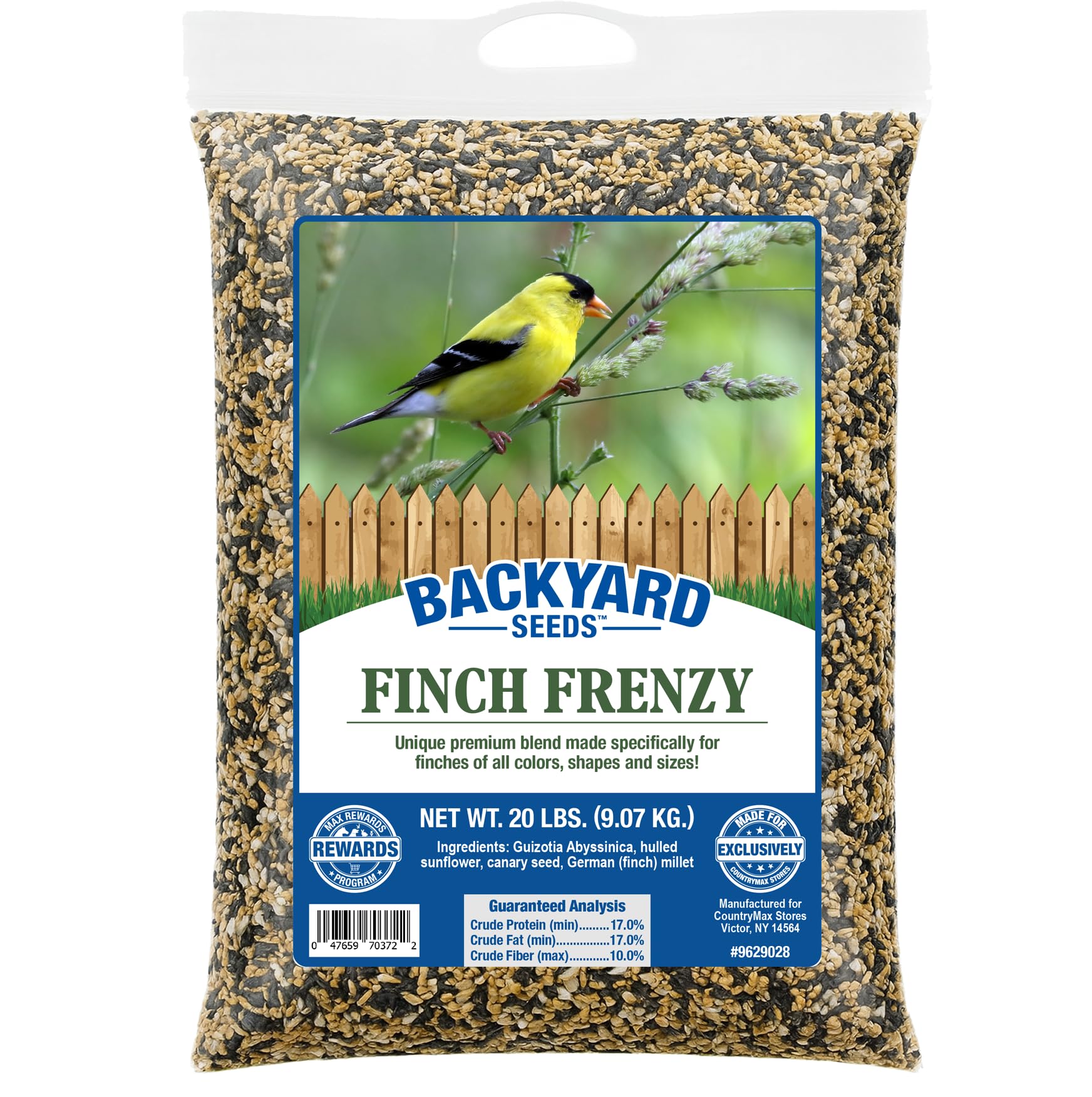 CountryMax Backyard Seeds Finch & Small Songbird Frenzy 20lbs - Premium Nyjer Thistle Seed Blend for Finch Feeders, Small Bag of Wild Bird Food