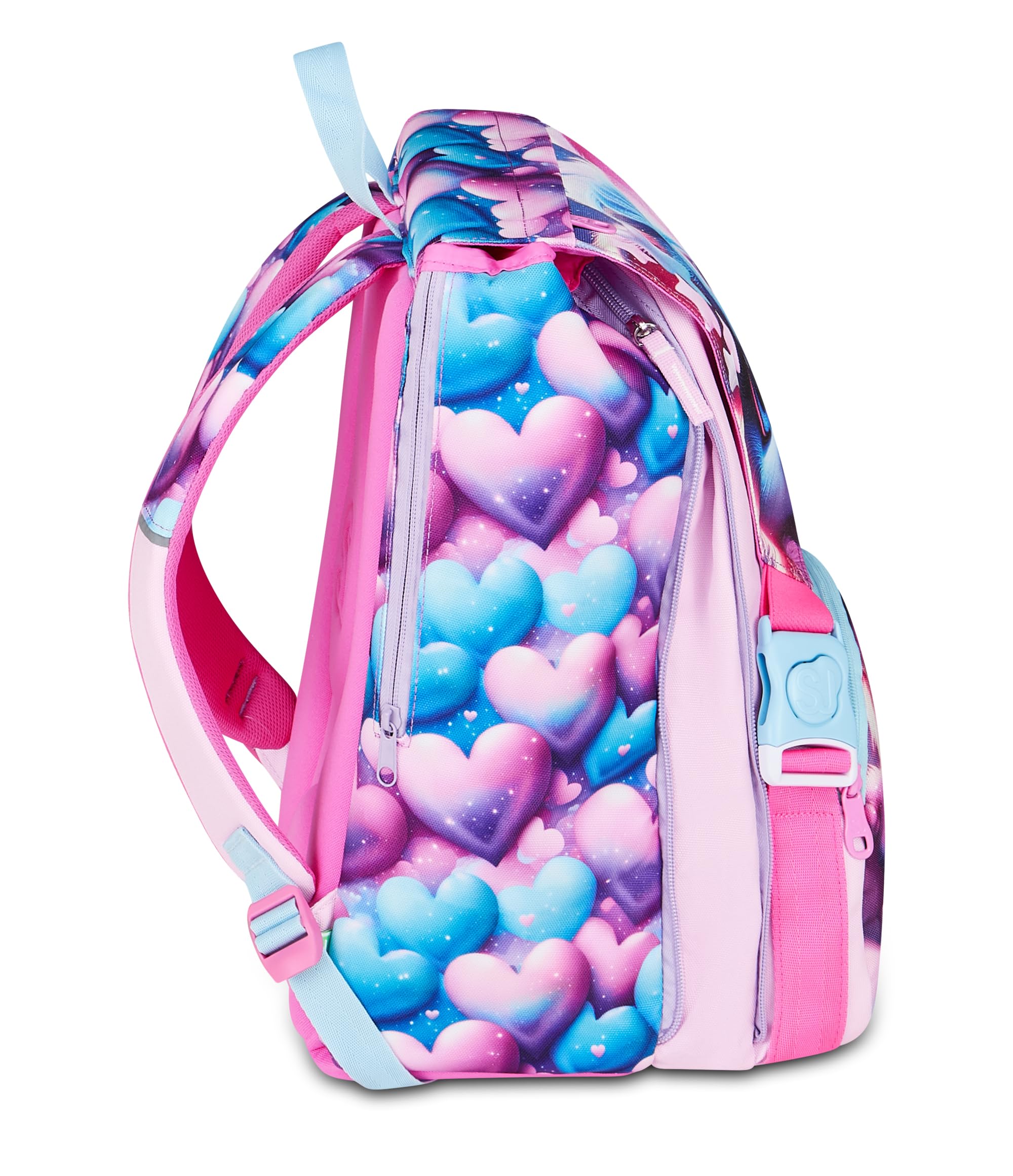 SJ GANG STYLE JAM GANG Zaino Scuola Estensibile Big MAGICAL FANTASY GIRL, Rosa, 24 L, Zip laterali, Maxi ali estraibili lateralmente, Tasca portaborraccia, Scuola elementare e media, Bambina, Ragazza