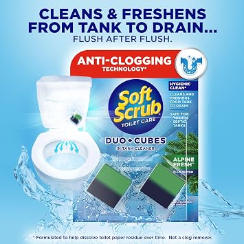 Soft Scrub In-Tank Toilet Cleaner Duo-Cubes, Alpine Fresh, 2 Count, 7-Pack