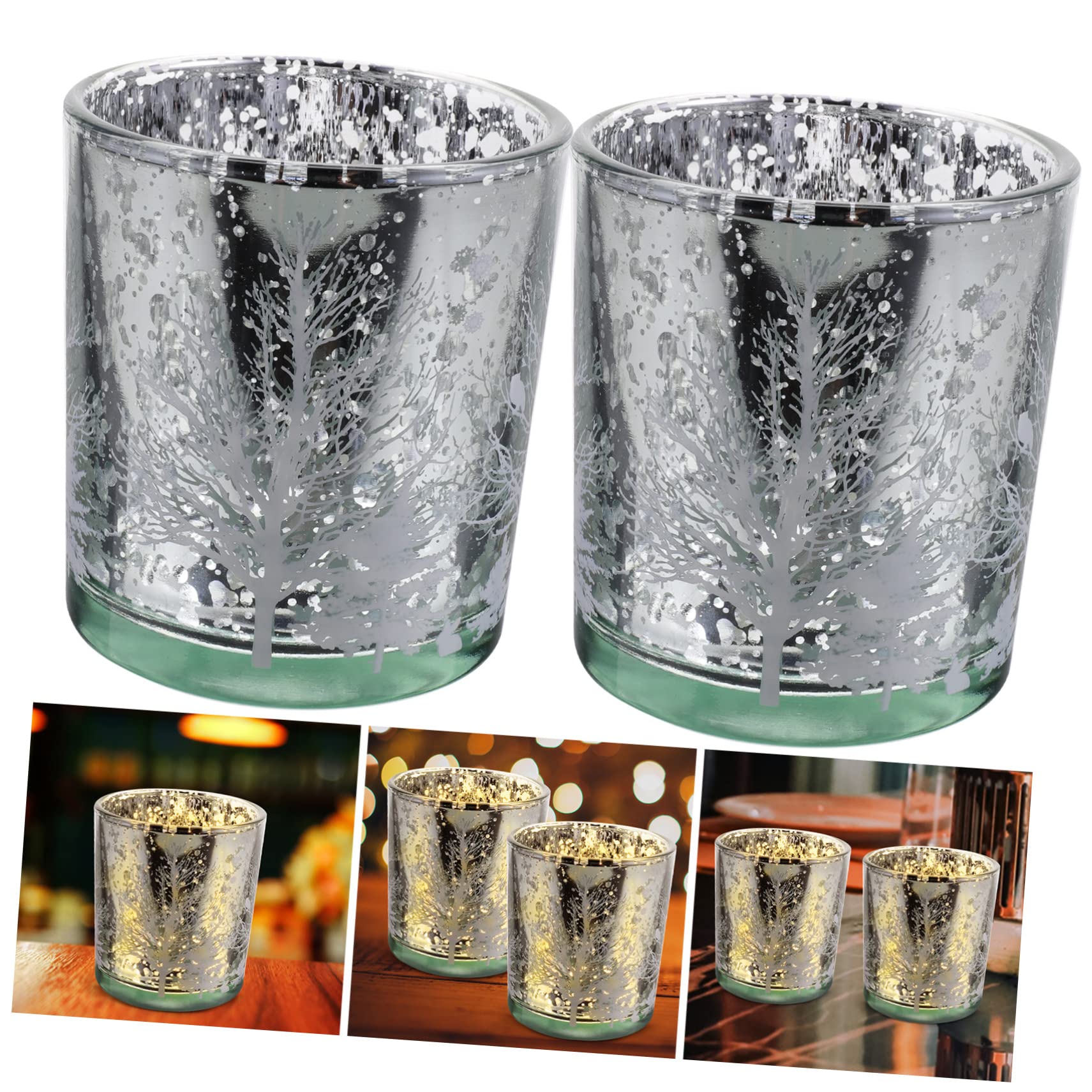 Cabilock 4 Piezas portavelas de Cristal Decoración navideña Decoraciones de Casas Ligeras para el hogar navideños Christmas Xmas Velas cónicas Quieres portavelas de Escritorio
