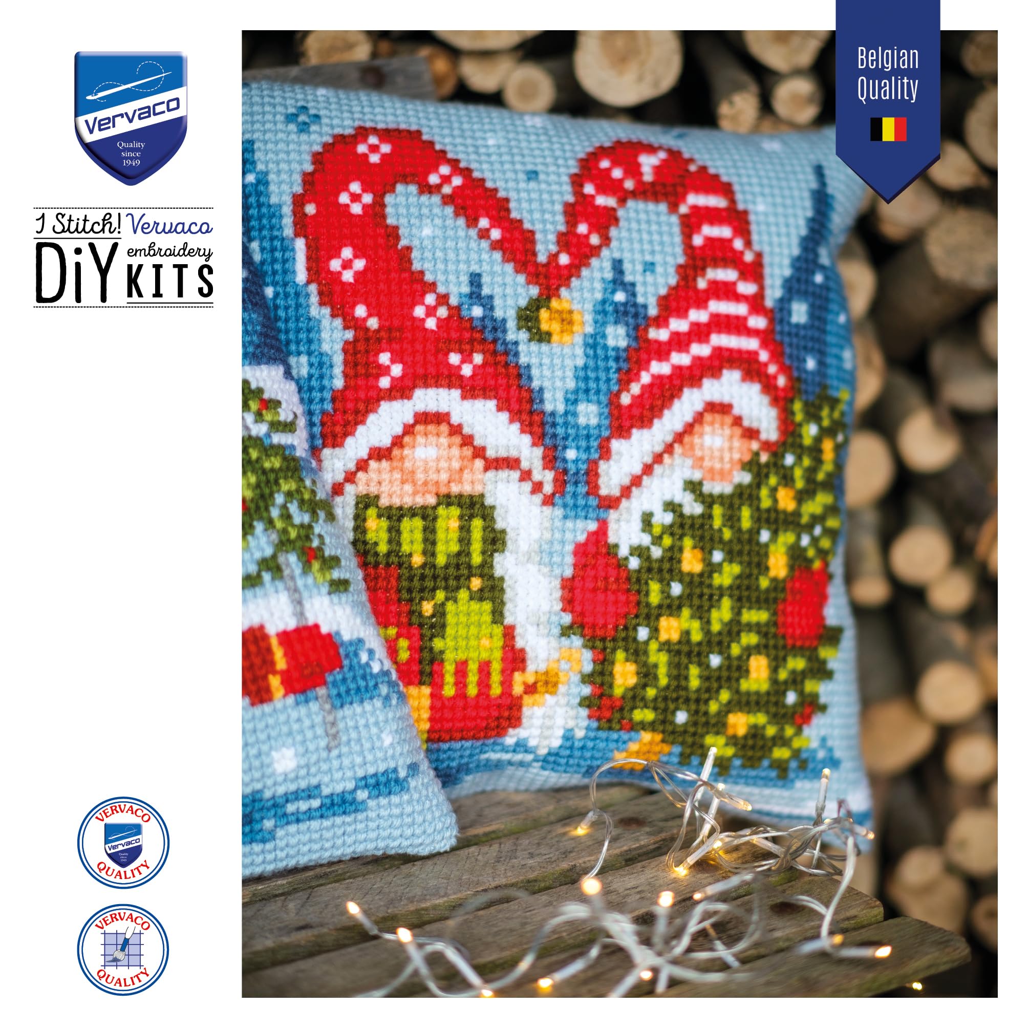Vervaco Kit coussin au point de croix Gnomes de Noël