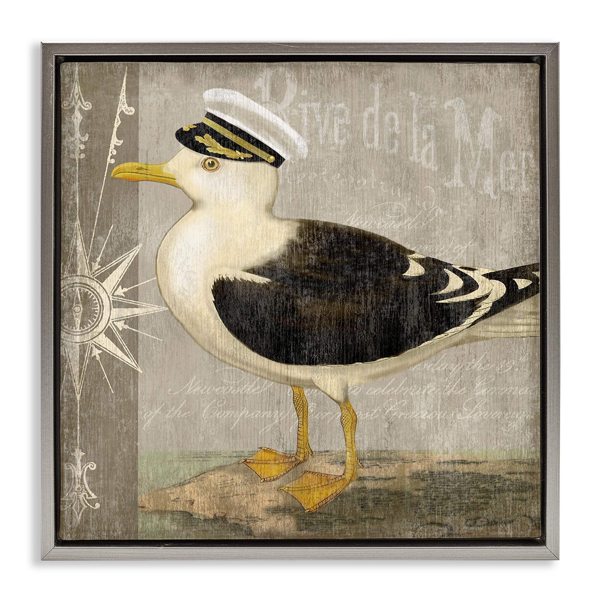Stupell Industries Luster Gray (Matte) 'Little Maritime Seagull'| Floating Frame Canvas Art