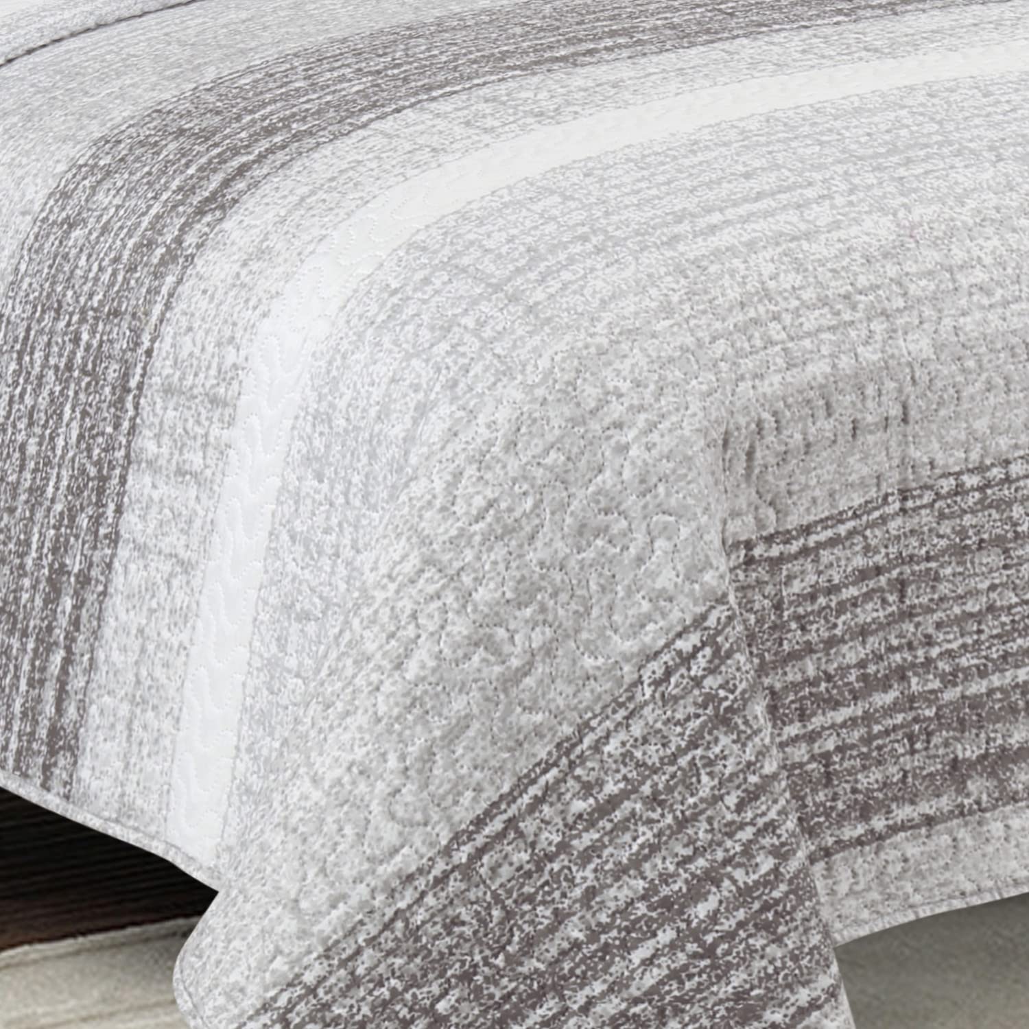 Euromat Couvre-Lit Quilt Matelassé avec 2 taies d'oreiller 40x40 cm- (Violet Noir Blanc - SY-3066, 220x240 cm