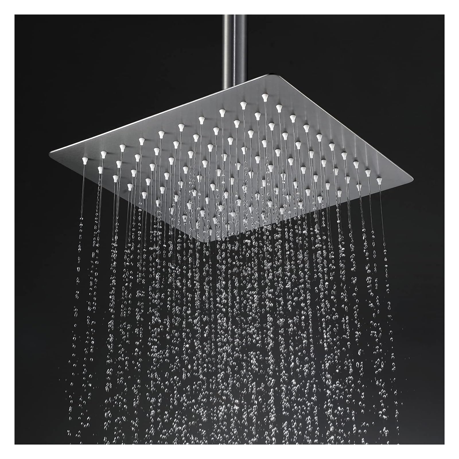 Cabezal de ducha de lluvia de alta presión de 12 pulgadas, cabezal de ducha fijo cuadrado de acero inoxidable gris con tecnología de inyección de aire para una experiencia de ducha lujosa