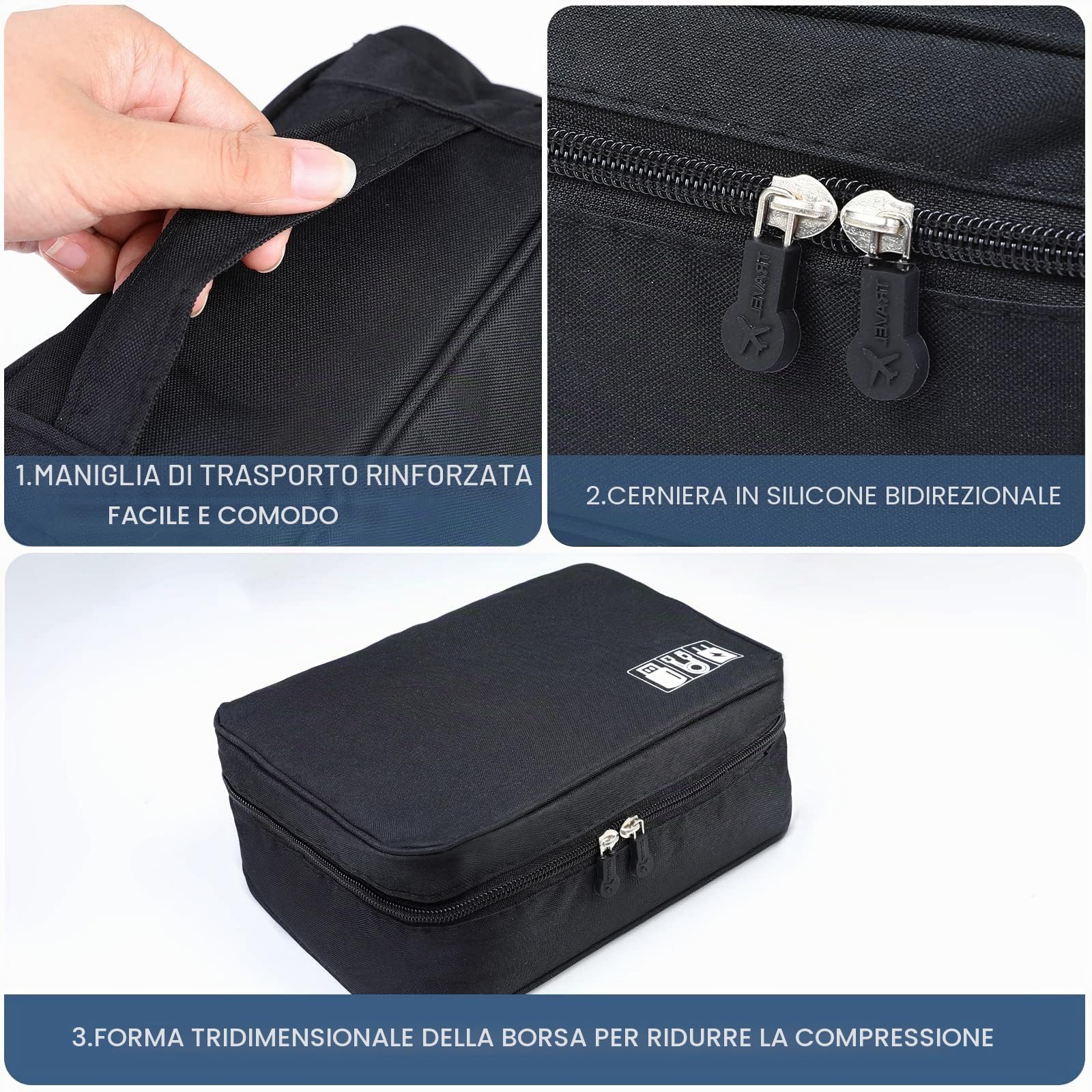 AiQInu Organizer Cavi Borsa da Viaggio Resistente All'acqua Portatile Porta Cavi per Caricatore, USB, Auricolare, Power Bank, Hard Disk, Scheda SD