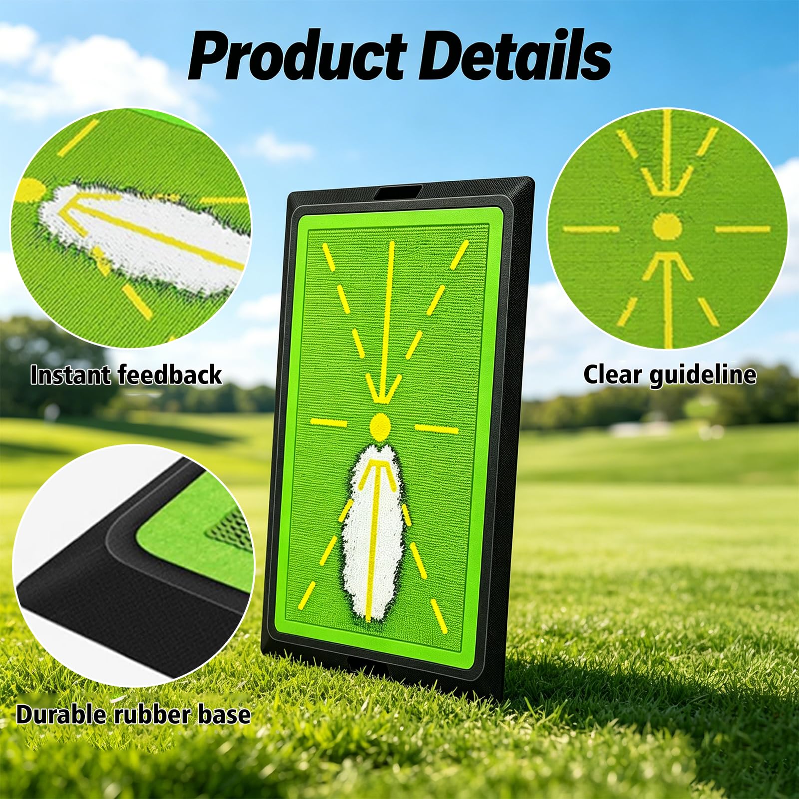 Golf Trainingsmatte, Golf zubehör, Golf-Schwungmatte mit Rutschfester Gummibasis für präzisen Ballkontakt und realistisches Schwung-Feedback, für den Innen- und Außenbereich