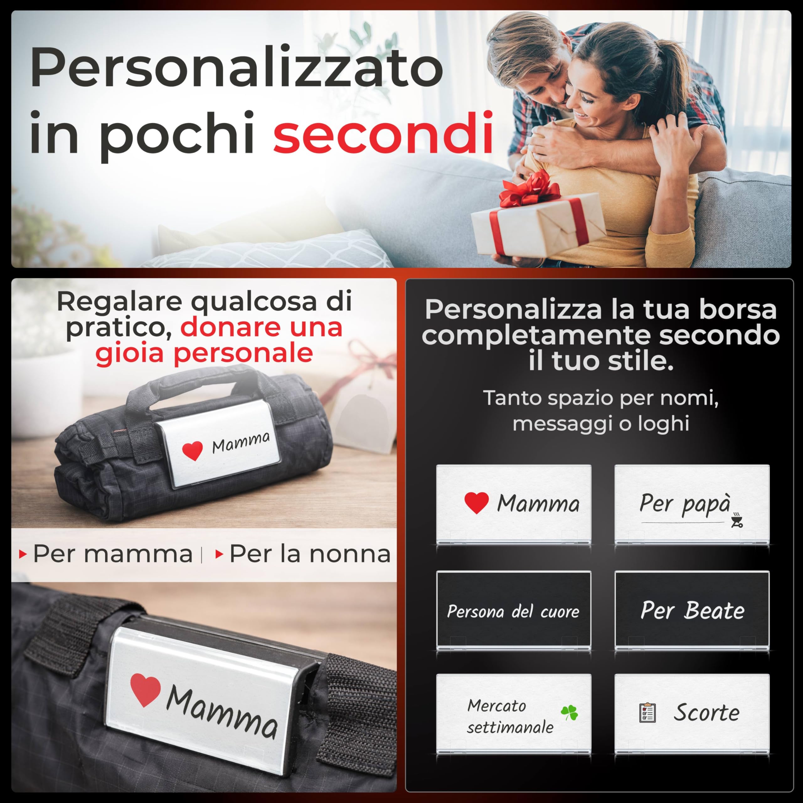 achilles Borsa Spesa Stoffa Pieghevole con Scomparto Raffreddamento e Porta Bottiglie - 40L Grande Shopping Bag - Nero - 54x35x39 cm