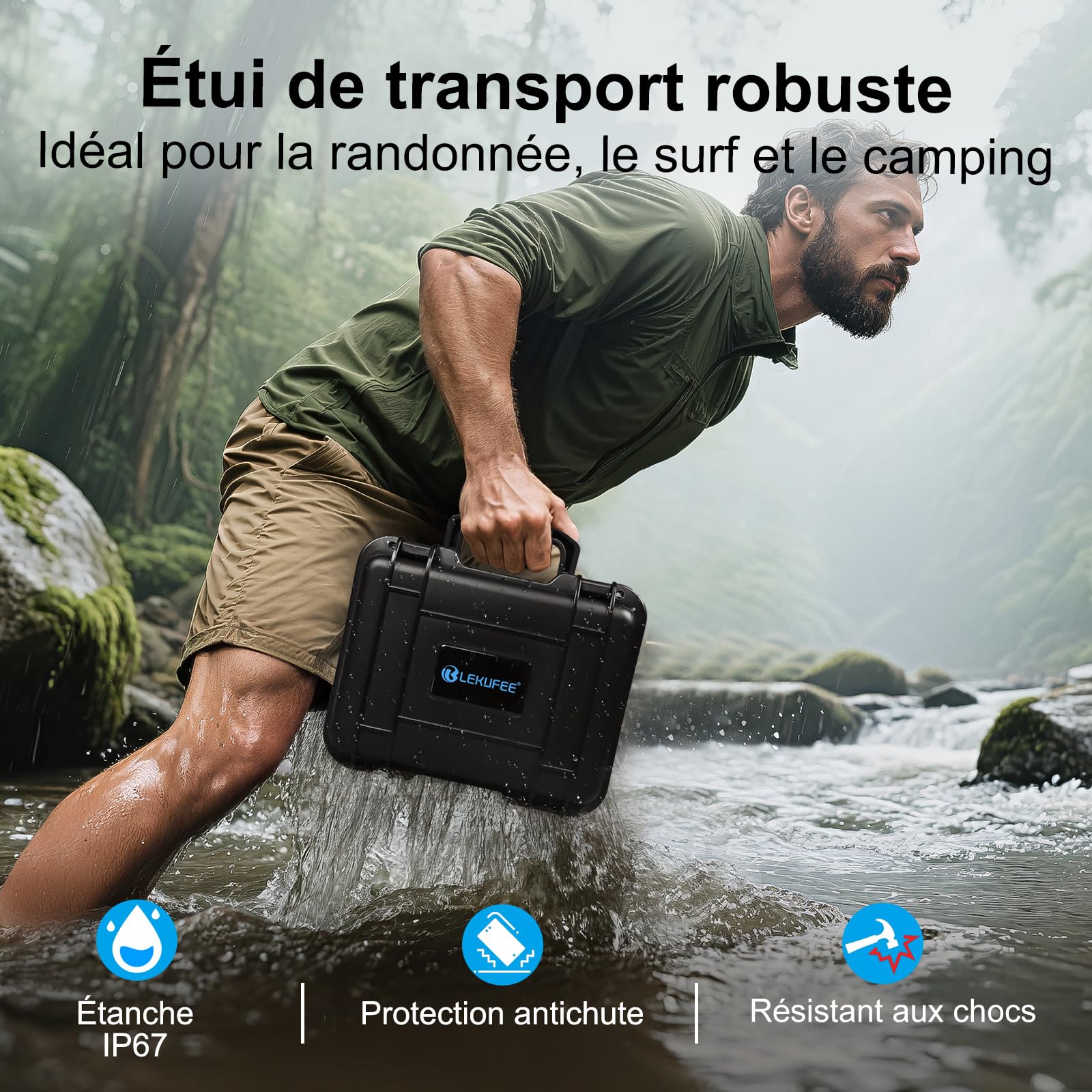 Lekufee Boîte étanche pour Gopro Hero 13 Black/12/11/10/9/8, LIT Hero,Hero 4K,Module médias,Volta,Creator Edition,Caméra d'action et Autres Accessoires (étui Uniquement)