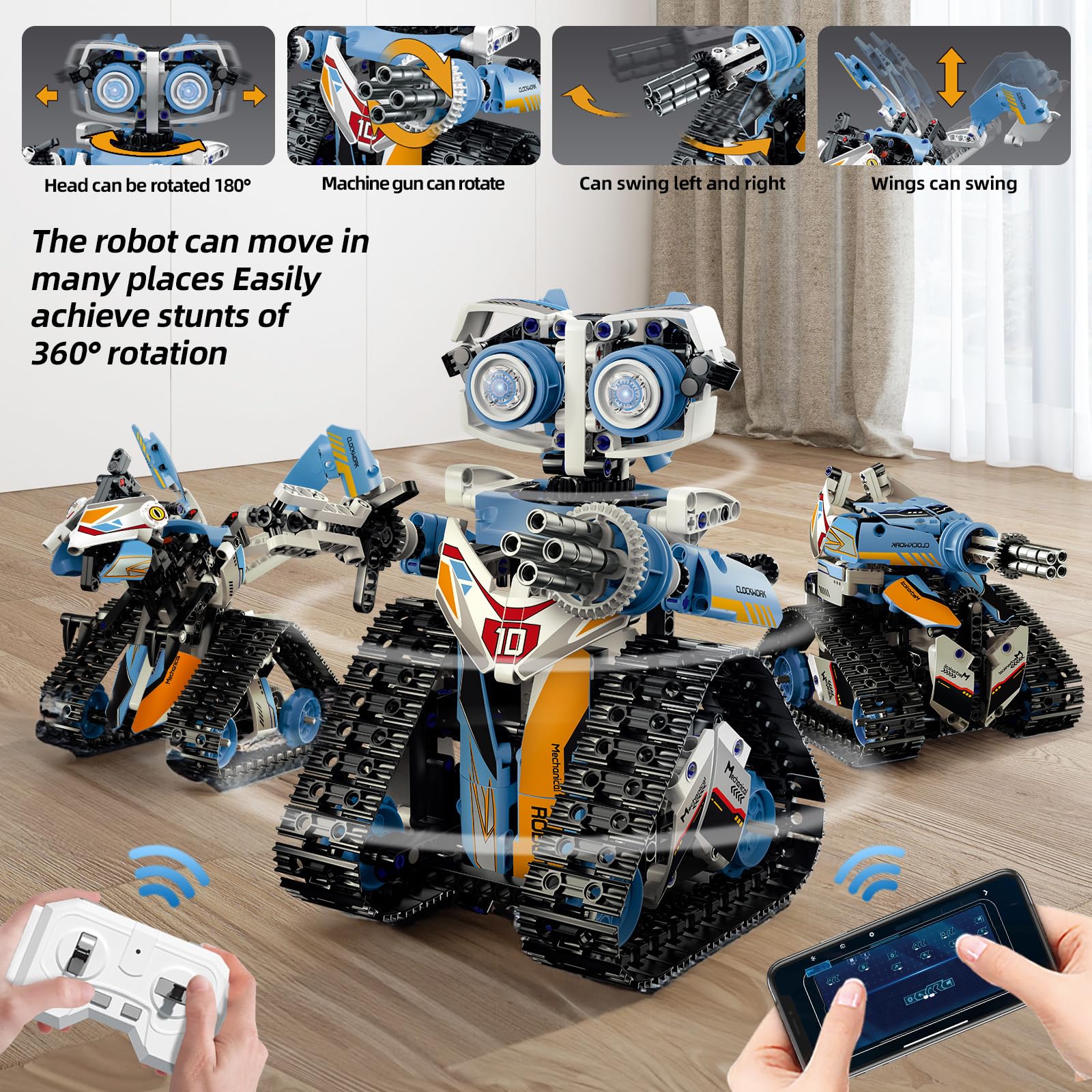 Robot Toys for Kids Ages 8-14, Remote & App-Controlled 3 in 1 STEM Robotics Set for Kids, Creative Birthday for Boys Girls Aged 8 9 10 11 12+ (695 Pieces)