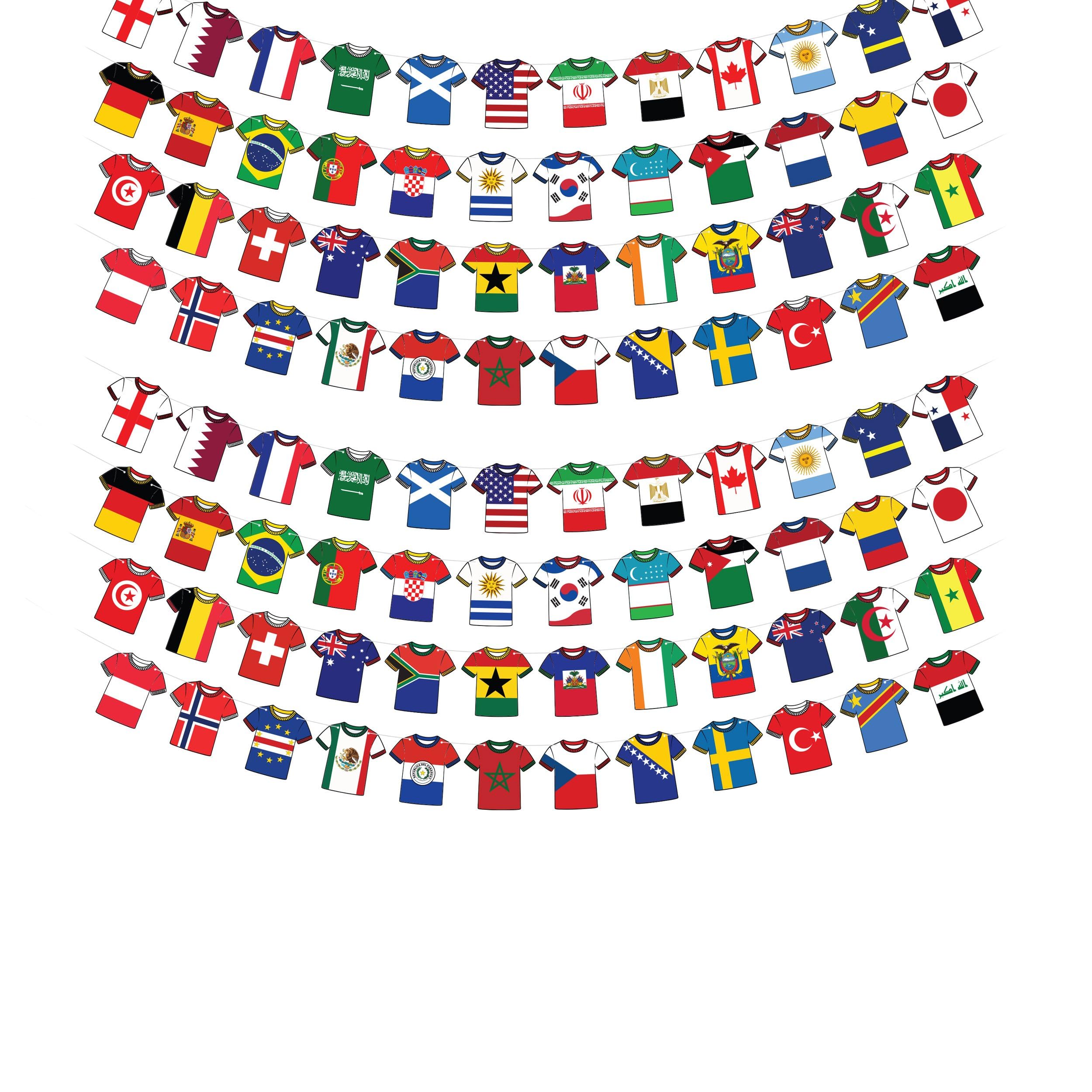 Banderines reutilizables Copa del Mundo 2026 2 unidades 48 equipos decoración fútbol pancarta de papel