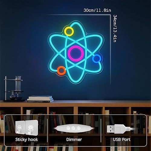Miniatura 3 de Atom Neon Sign Molecule - Lámpara de pared LED de ciencia para dormitorio, laboratorio, oficina, decoración de sala de juegos, letrero de luz de