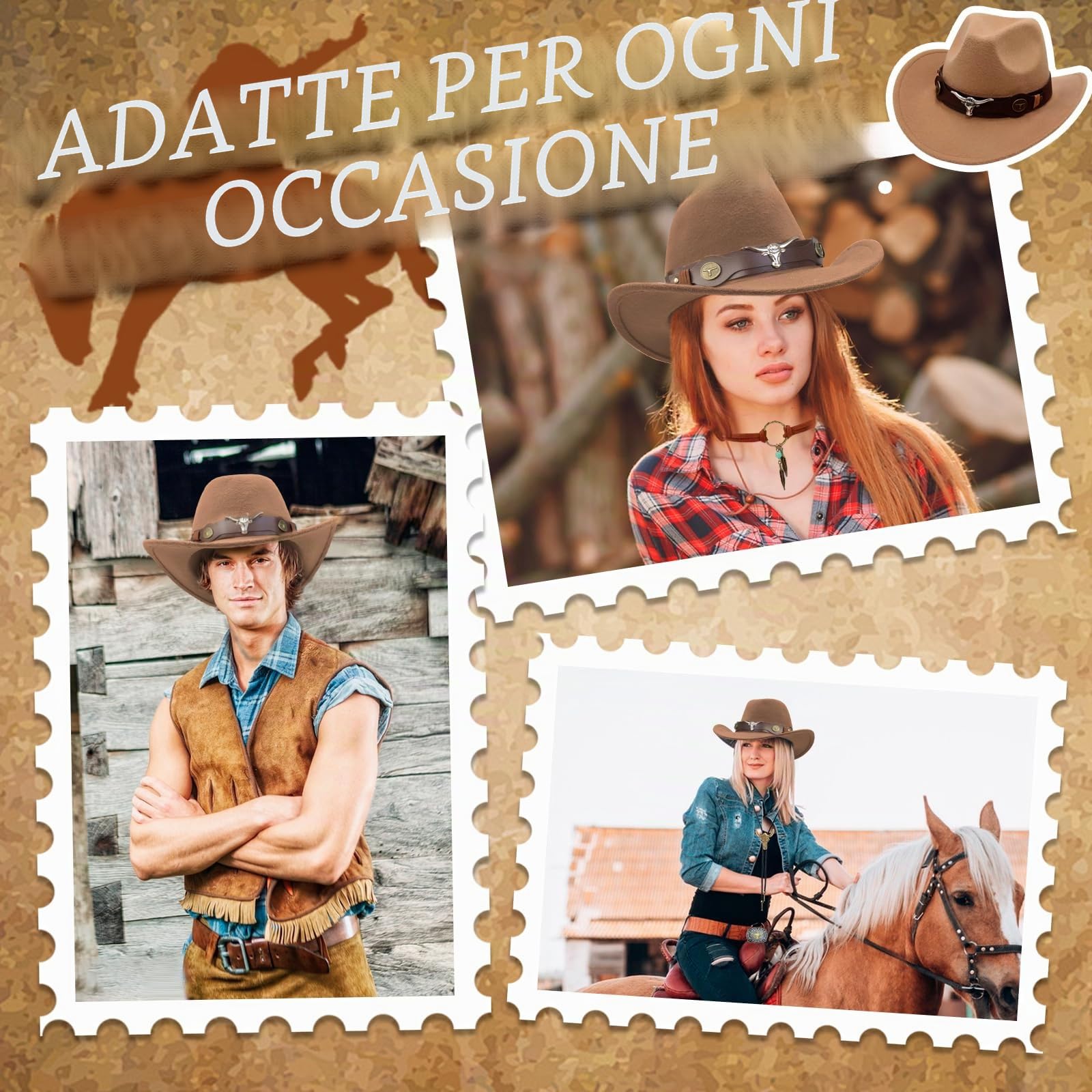 Set di 7 vestiti da donna hippie da cowgirl western outfit, costume hippie da donna con orecchini hippie, occhiali, bracciale, collana, abbigliamento hippie anni '60 anni '70