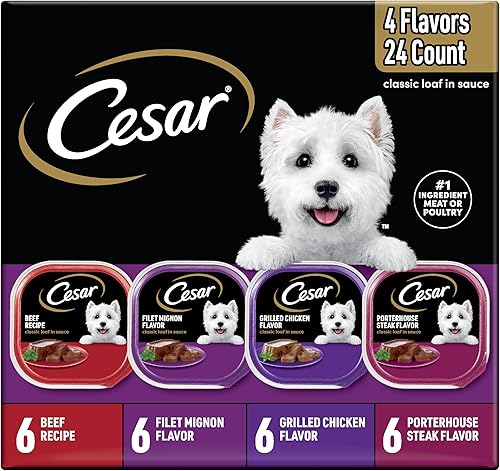 Miniatura 11 de Cesar Wet Dog Food Classic Loaf en Salsa de Pollo a la Parrilla, Filet Mignon, Bistec Porterhouse, Carne de Res, Pollo & Hígado y Pavo, Paquete