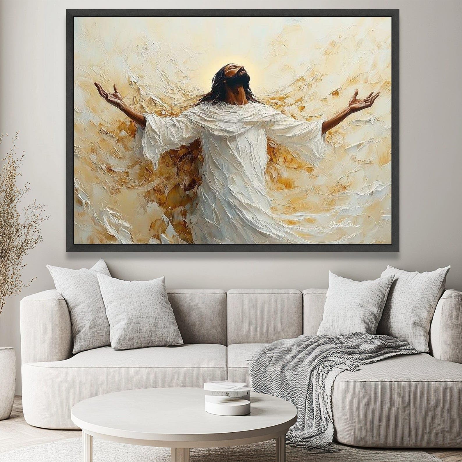 CAOXTART Inspirujący obraz na płótnie, sztuka ścienna z Jezusem, obraz religijny, wiara i nadzieja, plakaty i wydruki, chrześcijańska dekoracja domu (70 x 110 cm)