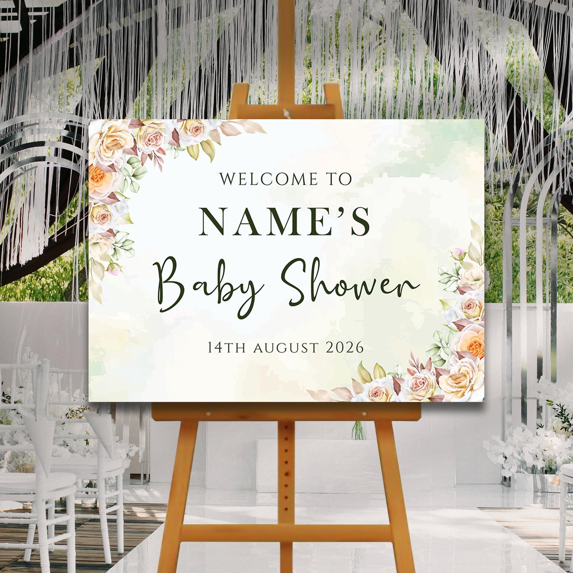 Floral Baby Shower Welcome Board, A1, A2, A3 or A4, Gender Neutral Baby Shower Sign, Baby Welcome Sign, Baby Boy Baby Girl Shower, Party