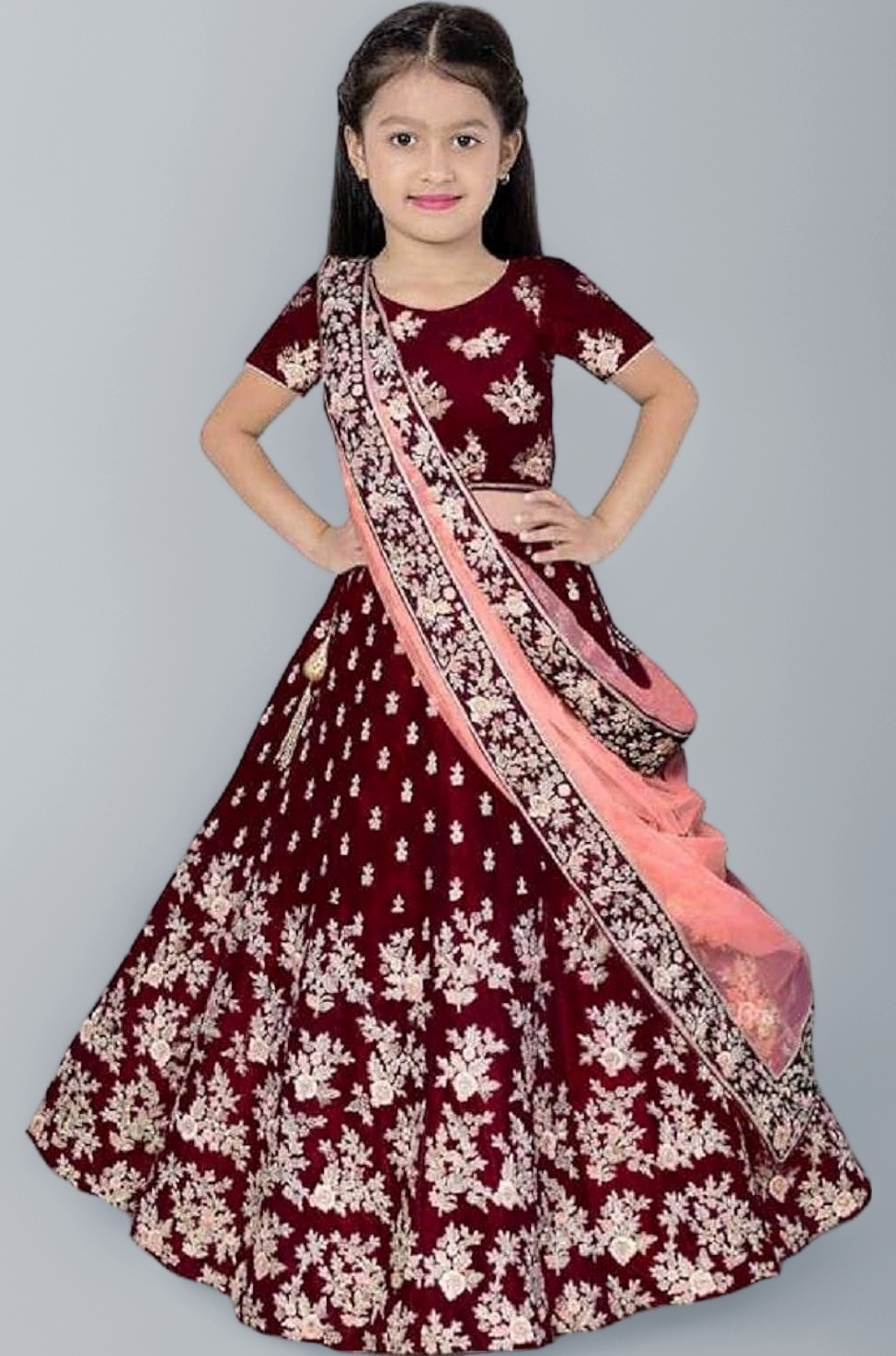 eneric Girl's Jute Cotton Semi-stitched Lehenga Choli