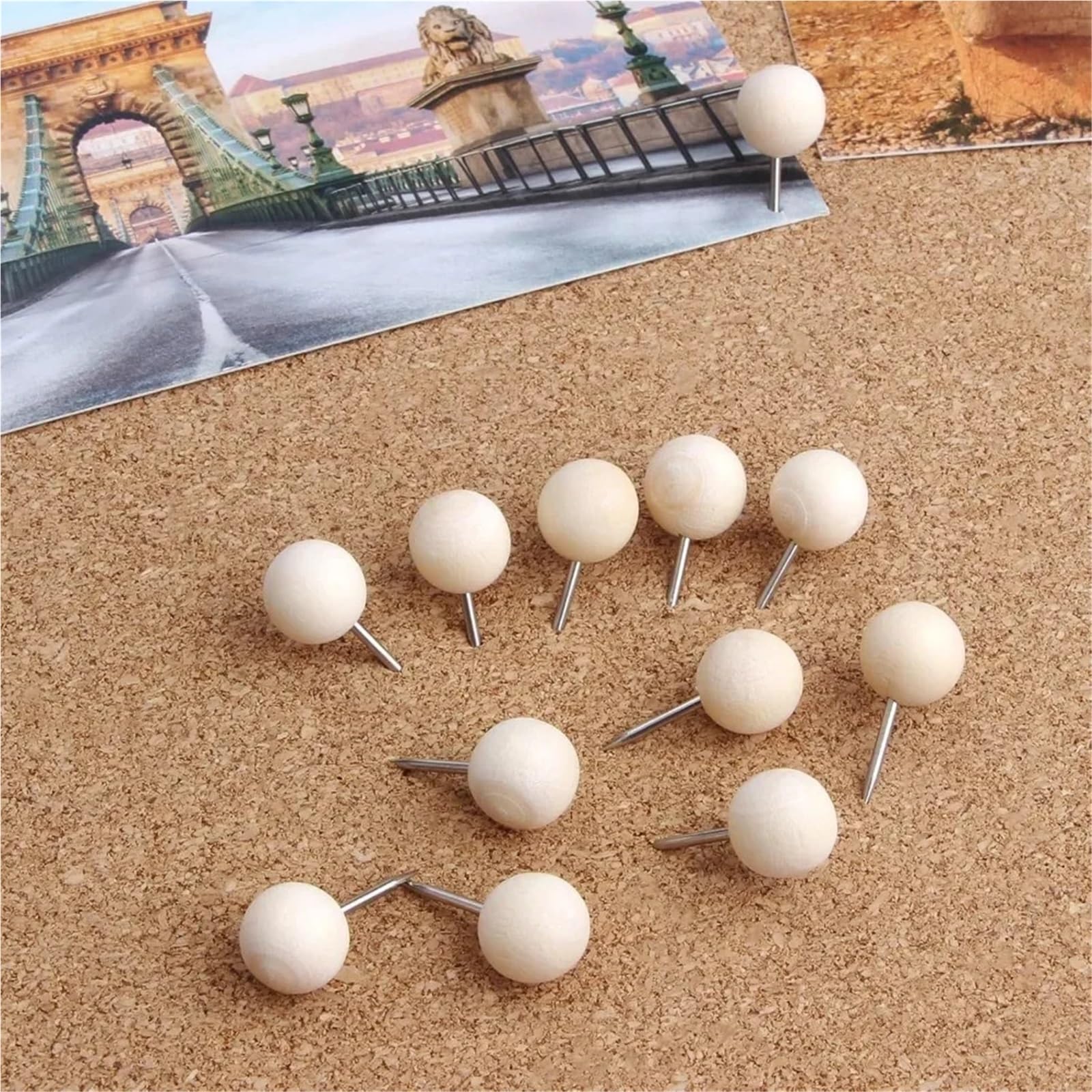 120 chinchetas decorativas de madera para tablones de anuncios para tablones de anuncios, tablón de anuncios, mapas, tablones de anuncios (120 pines estándar)