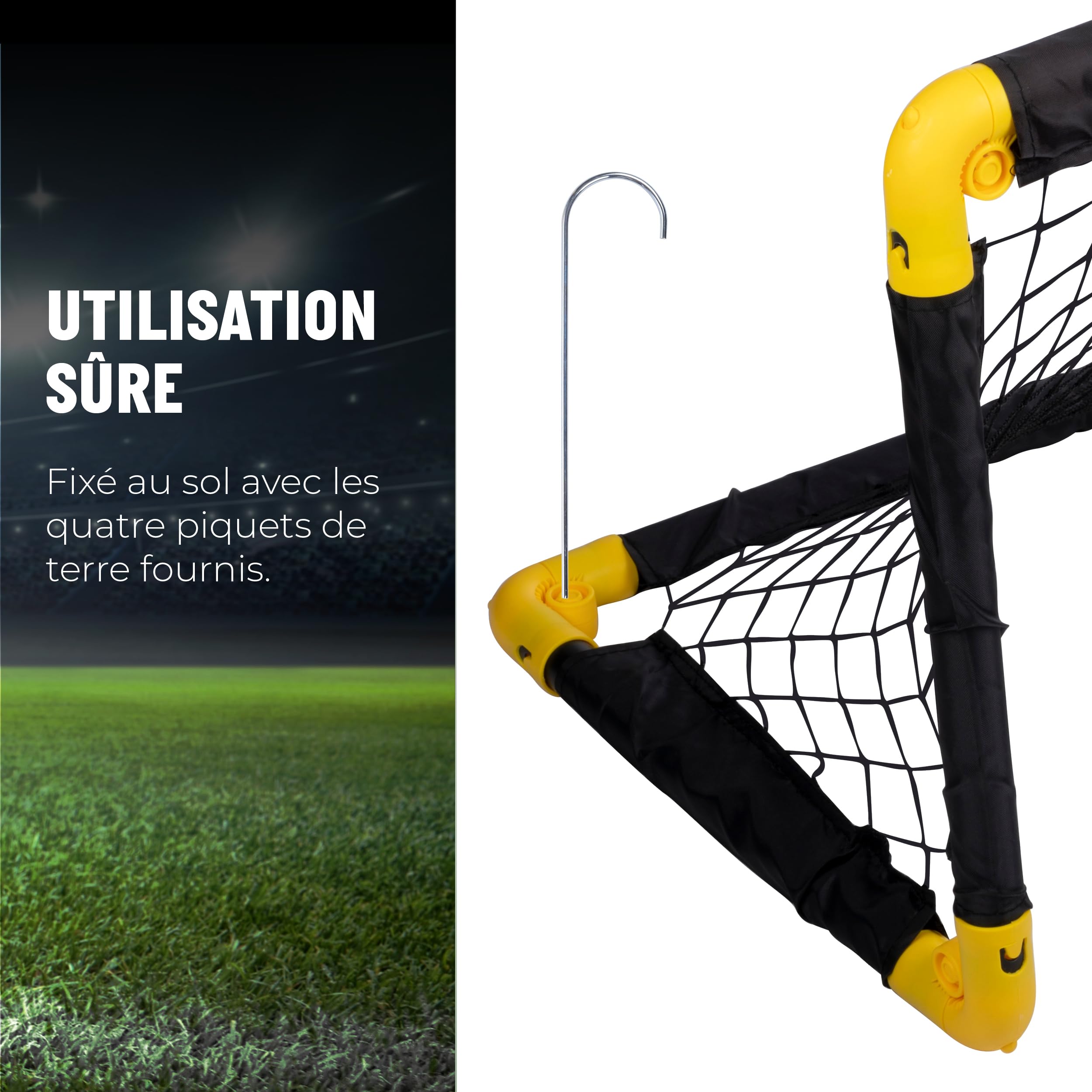 Umbro Cage de Foot 50x44x44 cm Ensemble 2 Buts Pliable Kit Entrainement Football Enfants Adultes Exterieur Interieur Noir/Jaune