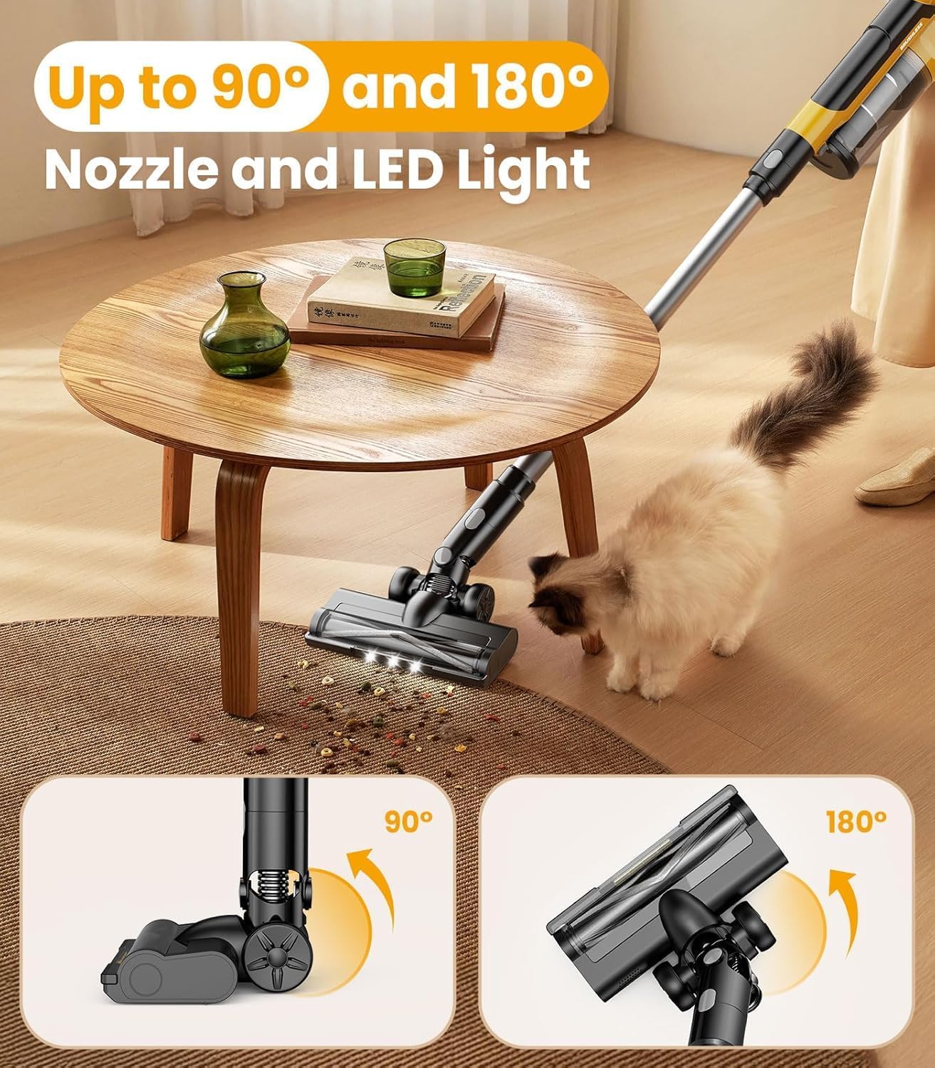 qimedo 8000mAh Cordless Vacuum Cleaner with 2 Batteries, 700W Powerful Suction, 90 photo 6