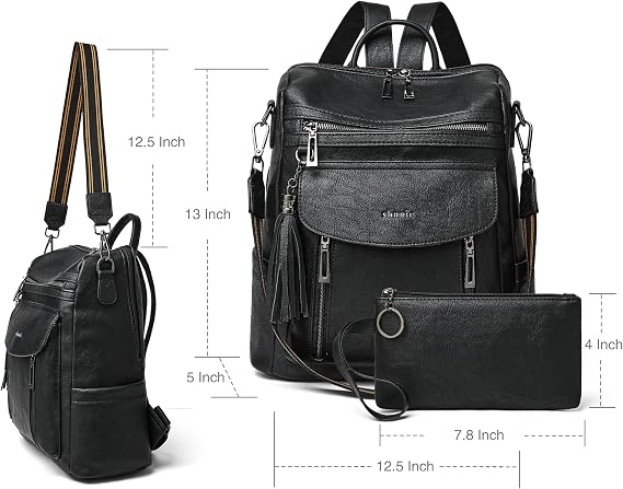 Shrrie Backpack for Women Fashion Leather Backpack Purse Designer Travel Backpack Shoulder Bag 2-8 Vintage Dark Green Modern.