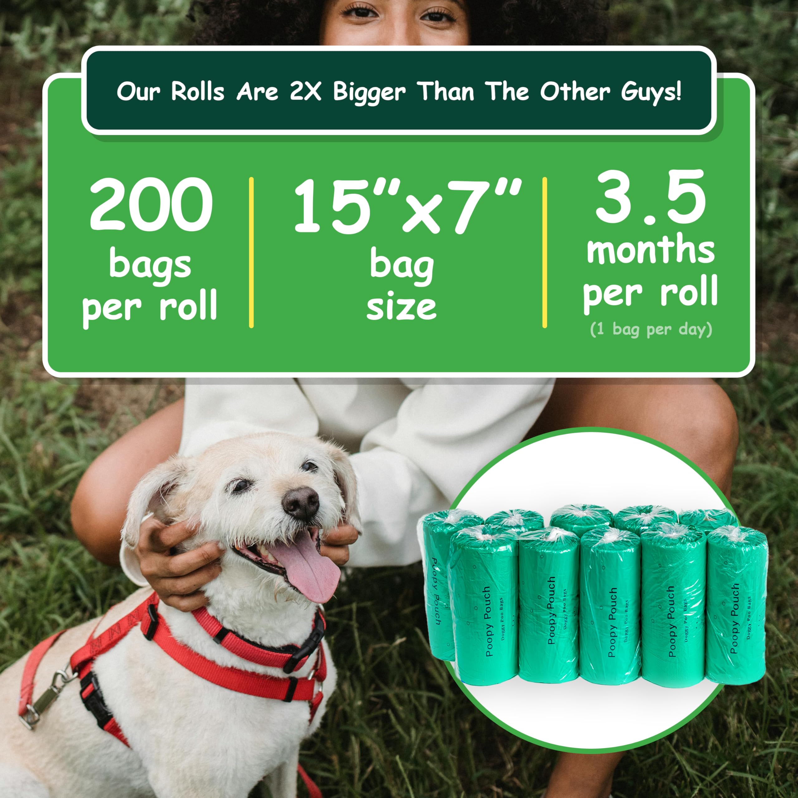 Bolsas de repuesto POOPY POUCH 10 rollos de 200 perfumados con asas de amarre SD-10-200