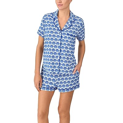 Kate Spade New York Short Sleeve Brushed Jersey Notch Boxer Pajama Set Women