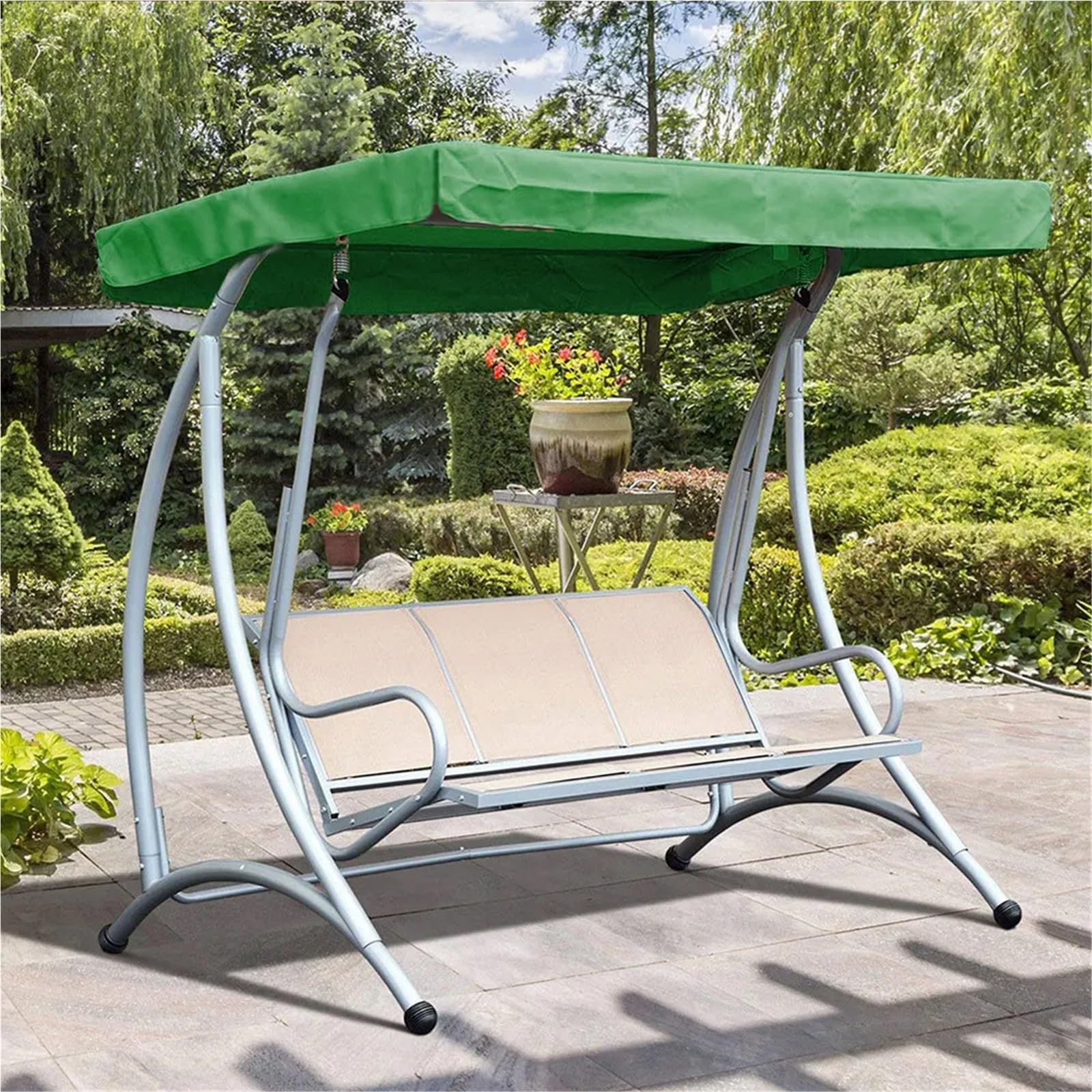 Ersatz-Verdeck für Gartenschaukel, Polyester-Schaukelüberdachung – Schwarz/Braun, 191 x 120 18–23 cm